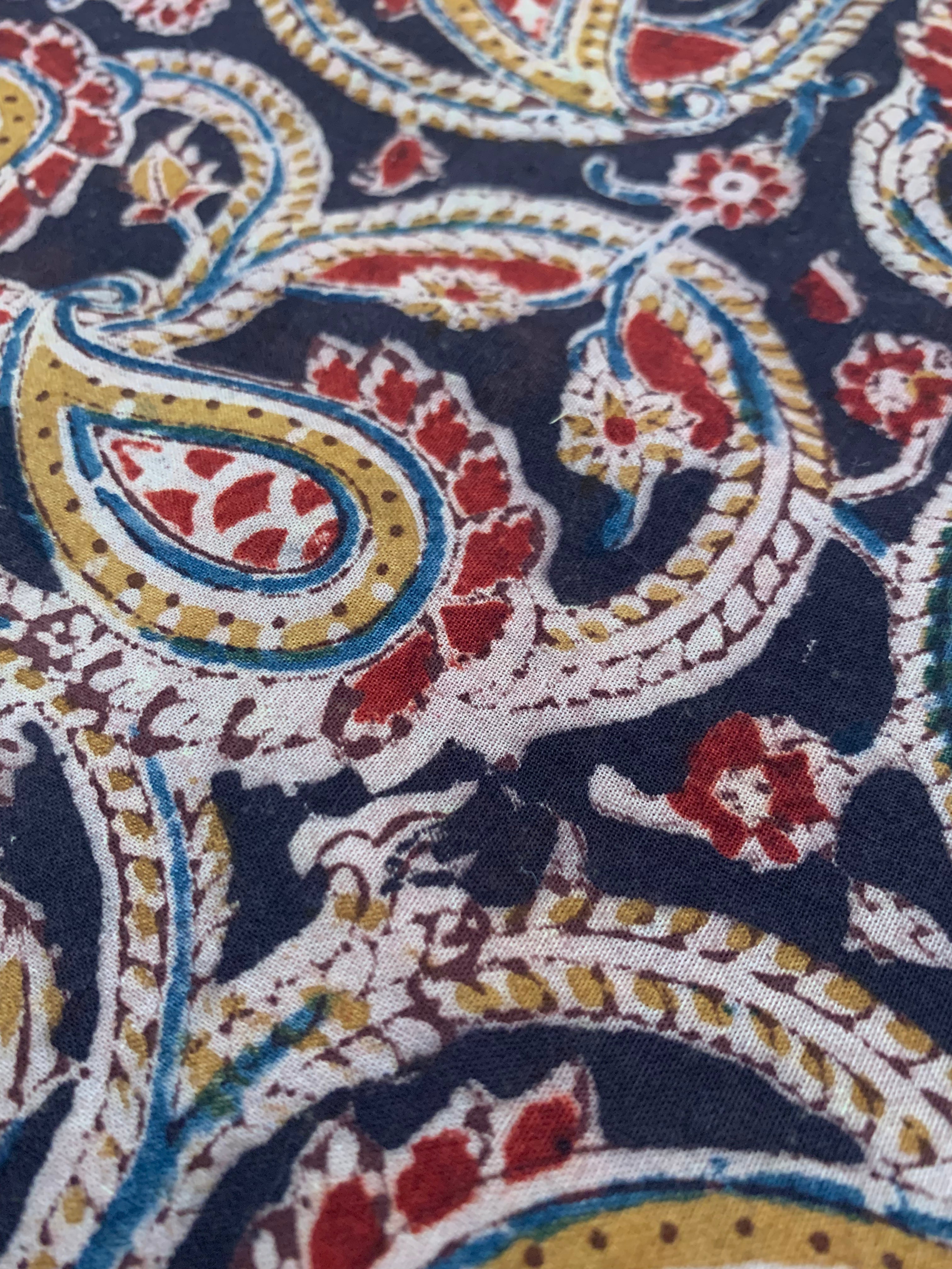 Pedana Hand Block Printed Kalamkari Natural Dyed Cotton Fabric Kurta
