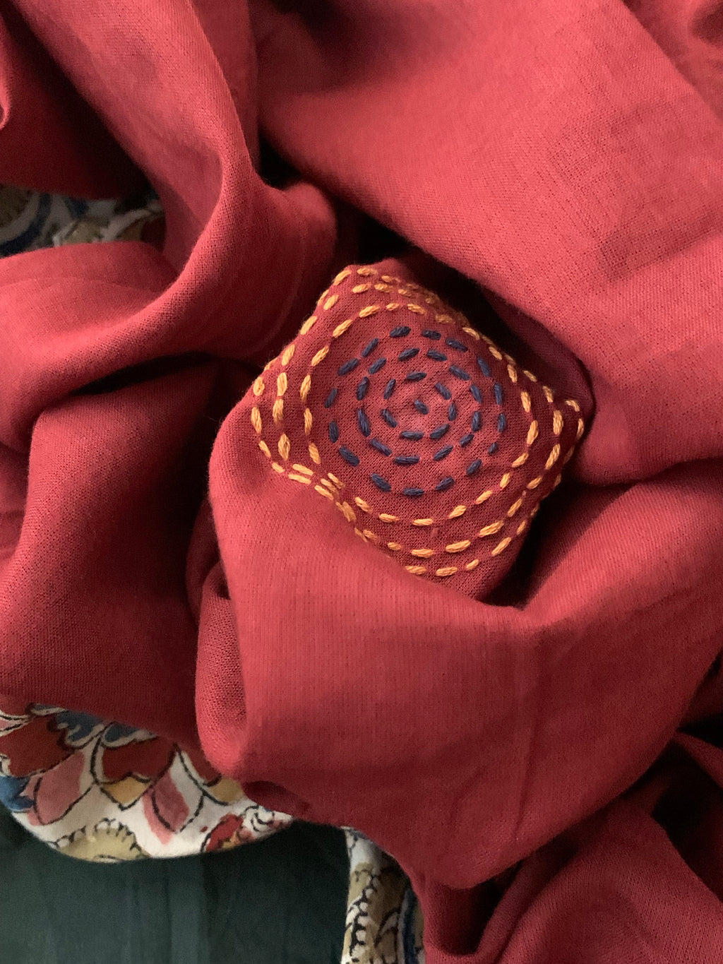 Handblock Kalamkari Cotton Mul Dupatta Suit