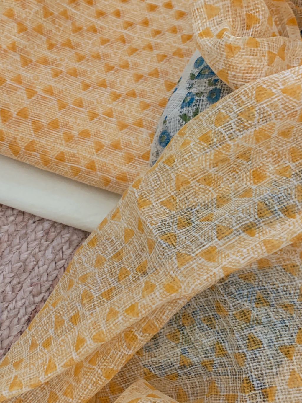 Pastel Yellow Handcrafted Kota Suit