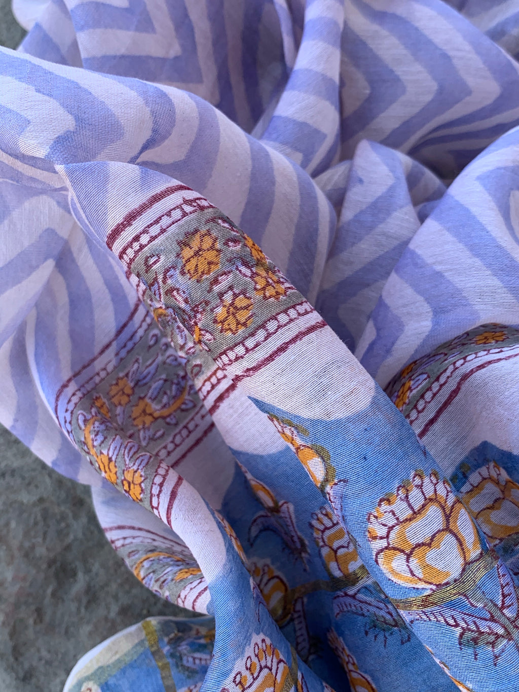 Handblock chanderi suit