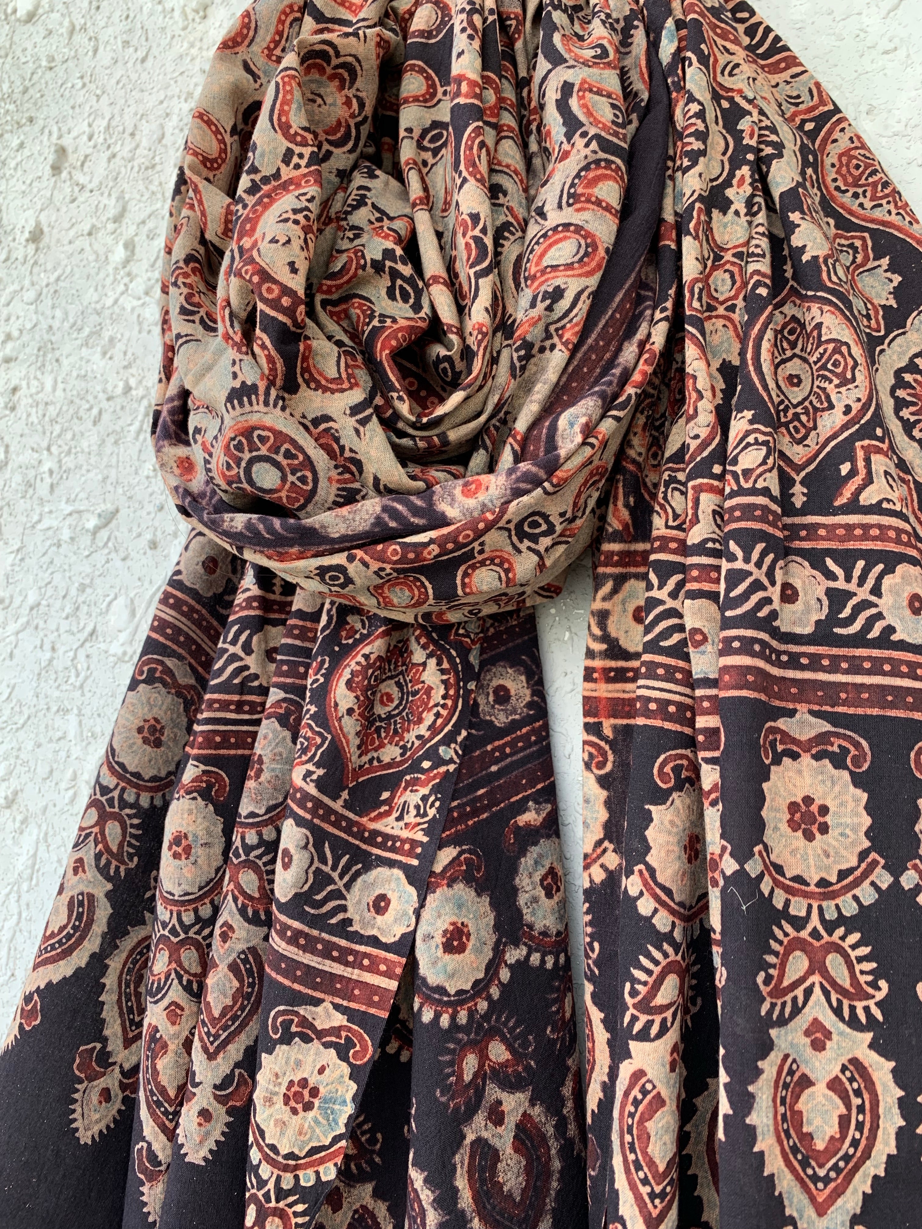 Handblock Ajrakh Dupatta
