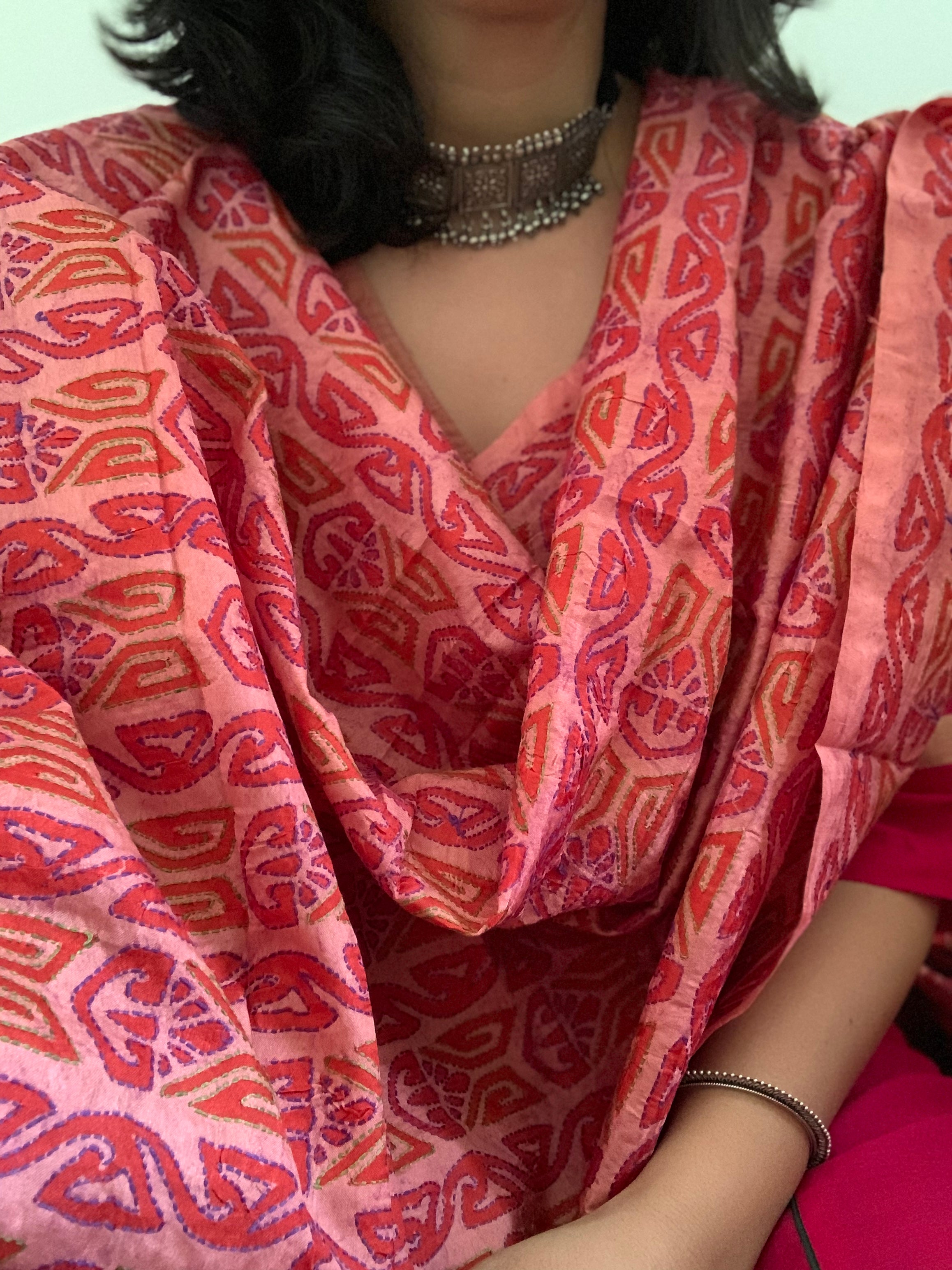 Handcrafted Kantha Cotton Silk Dupatta
