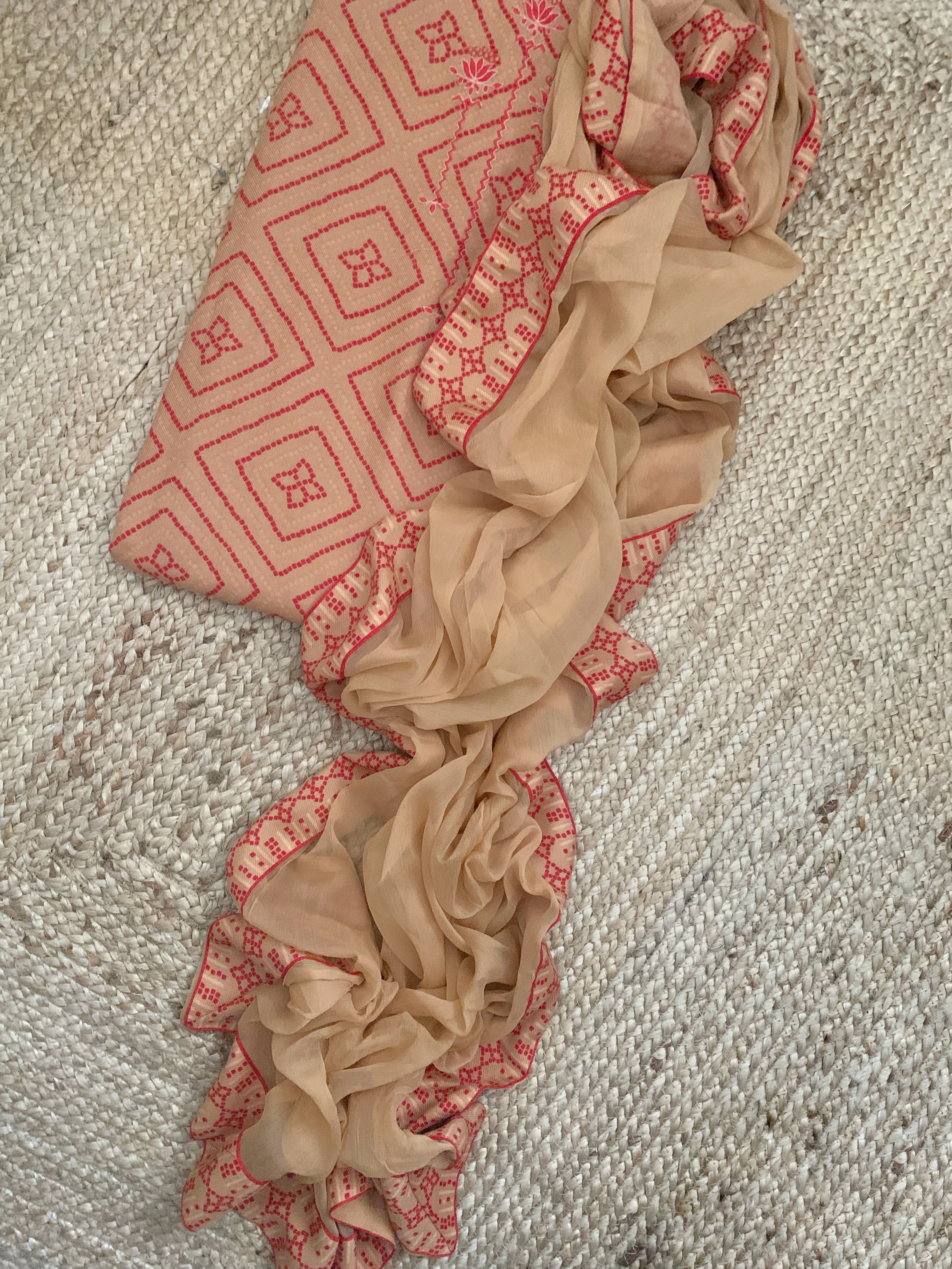 Blush Coral Wool Pashmina Suit