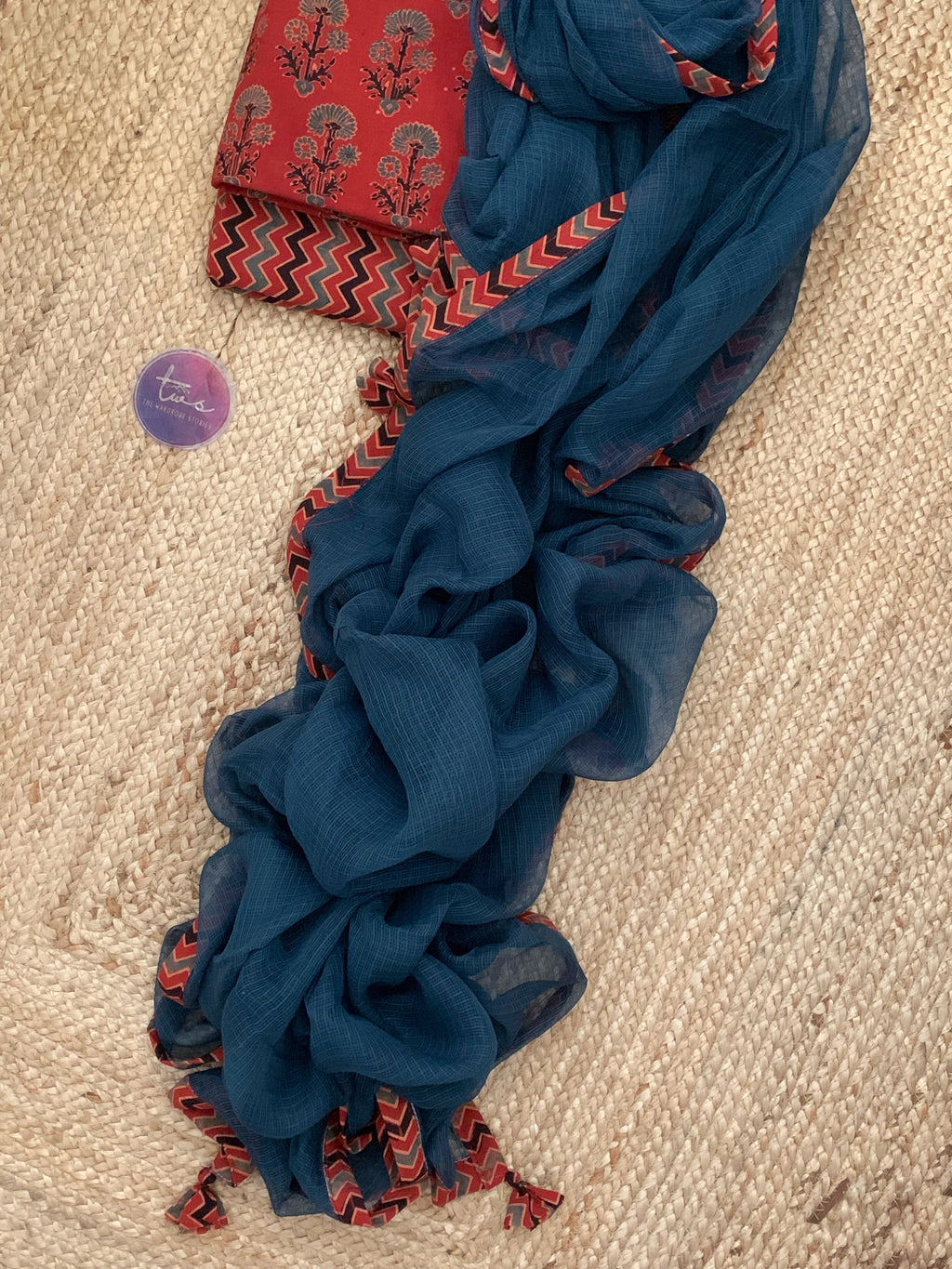Handblock Ajrakh Cotton Kota Suit