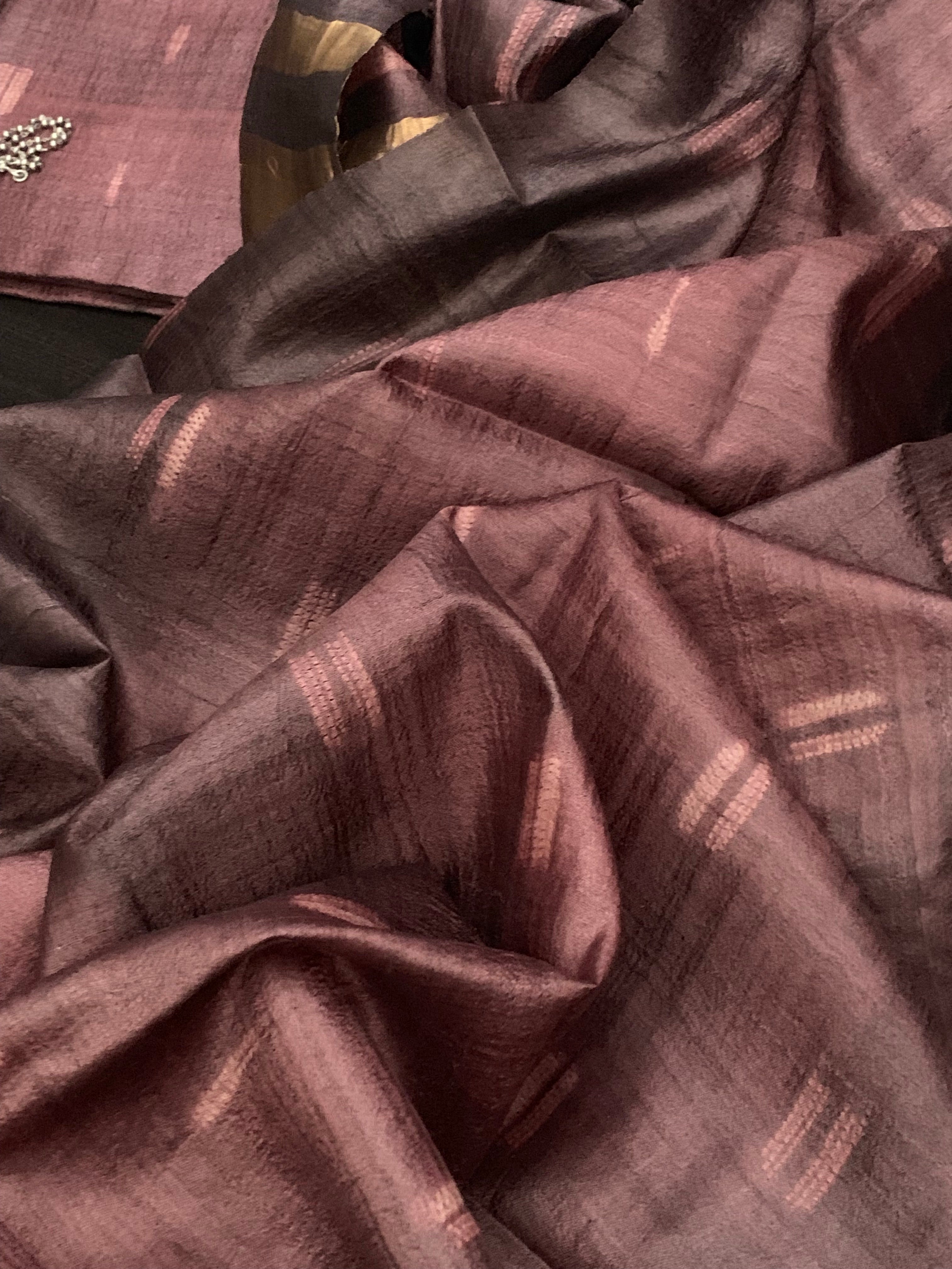 Handwoven & Handmade Tussar Shibori Kurta Dupatta Set