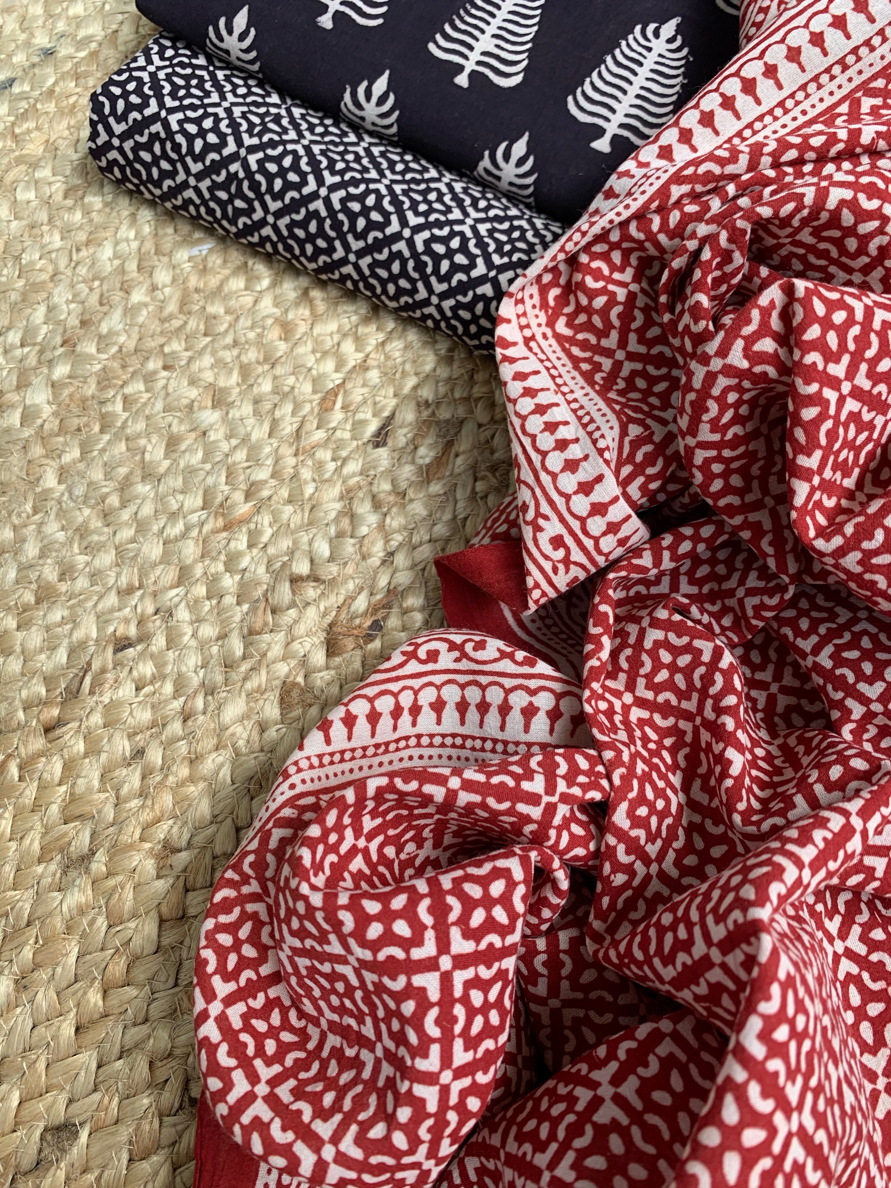 Natural Dyed Bagh Handblock Cotton Suit