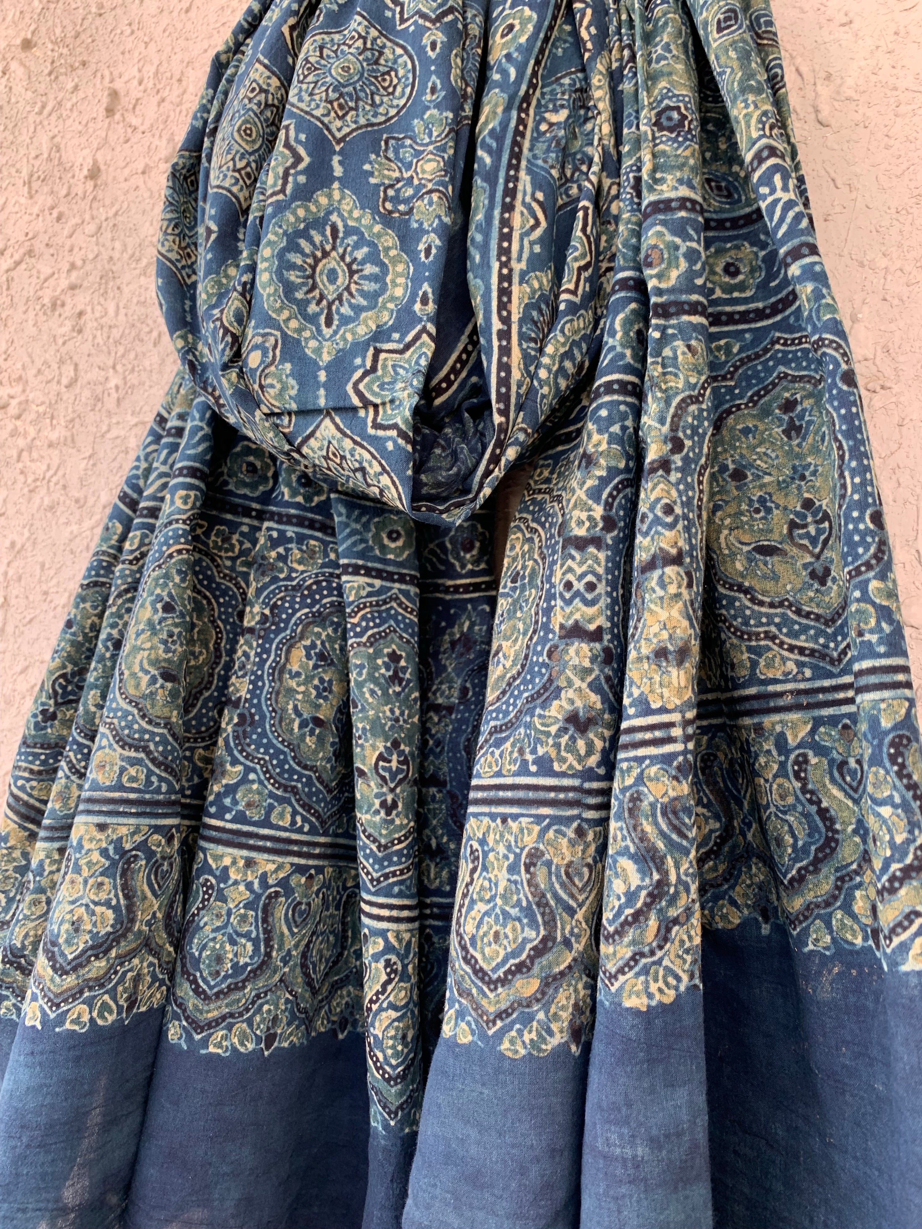 Handblock Ajrakh Dupatta