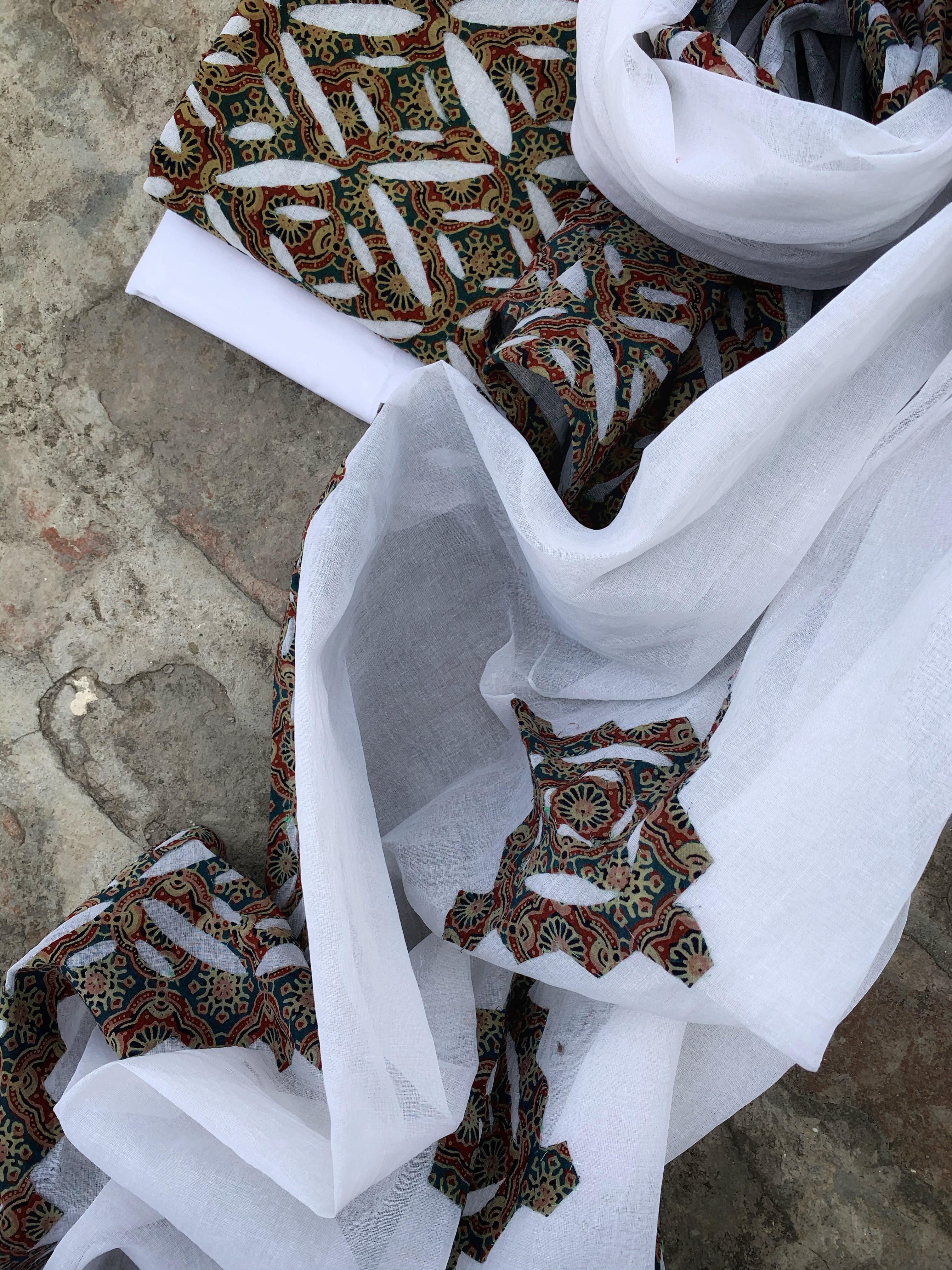 Ajrakh Handcrafted Applique Suit