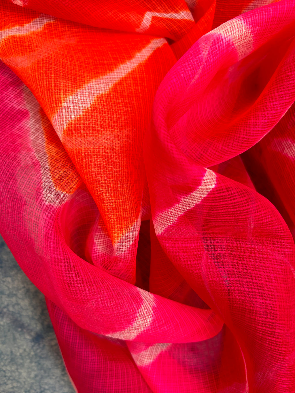 Handcrafted Tie-Dye Silk Kota Doria Dupatta