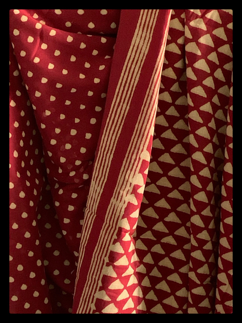 Red Handblock Printed Cotton Saree