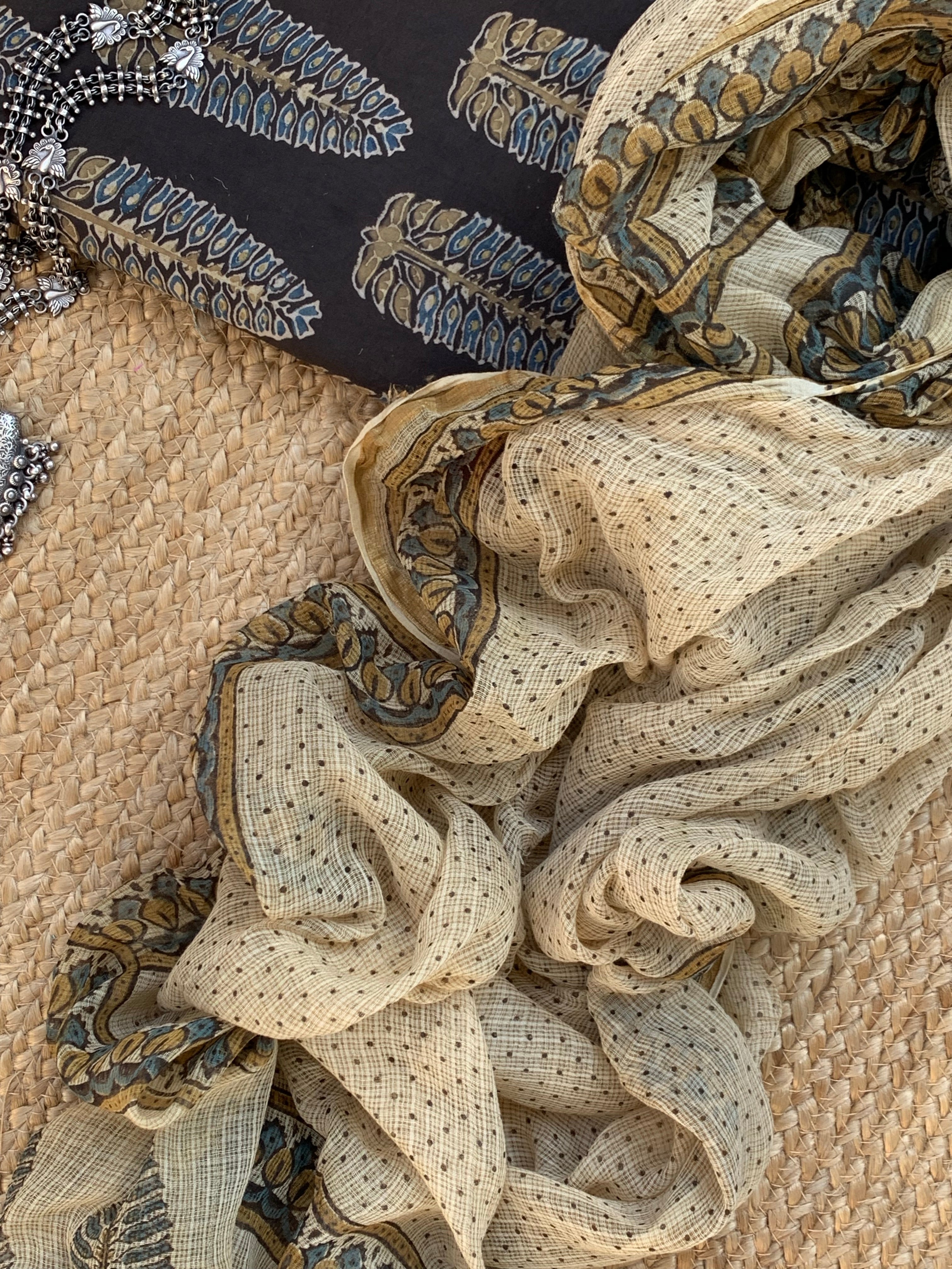 Handblock Ajrakh Cotton Kota Suit