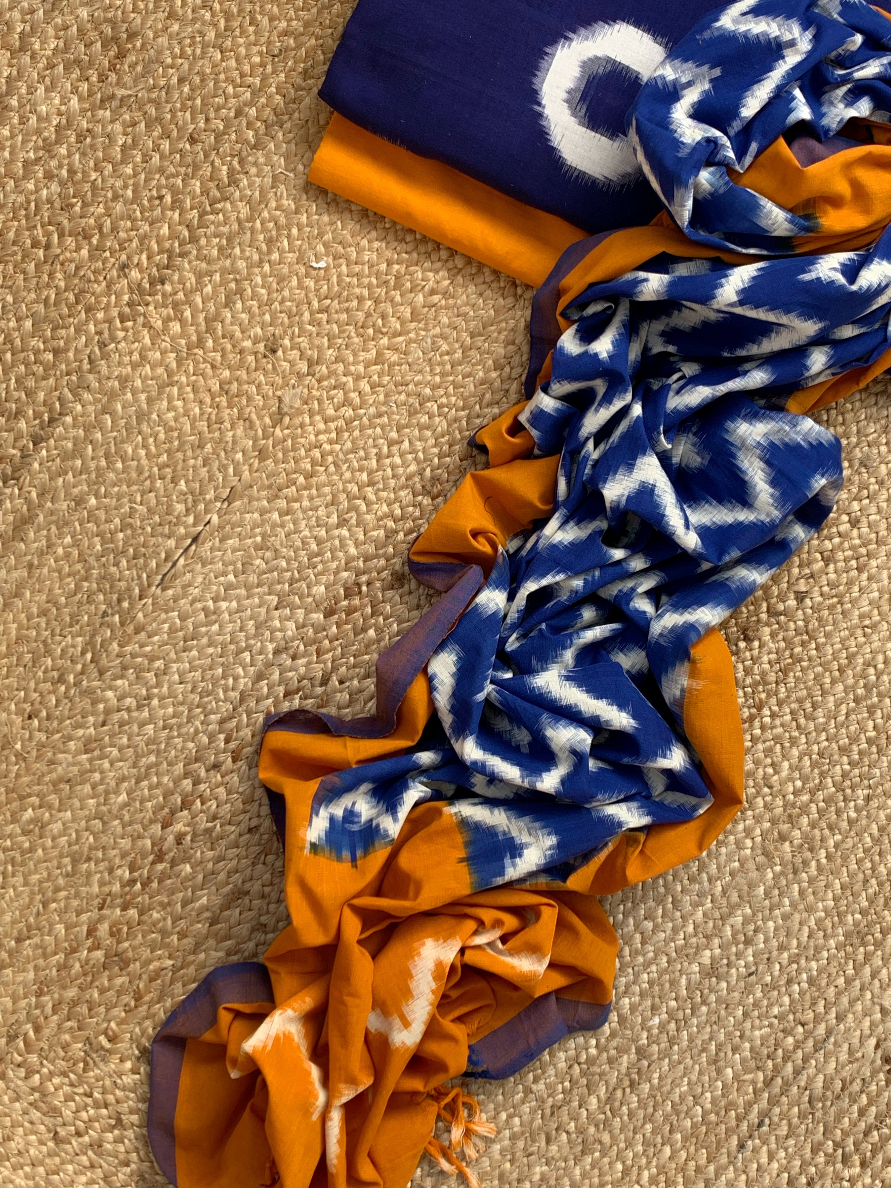 Handwoven Double Ikat Kurta  Dupatta set
