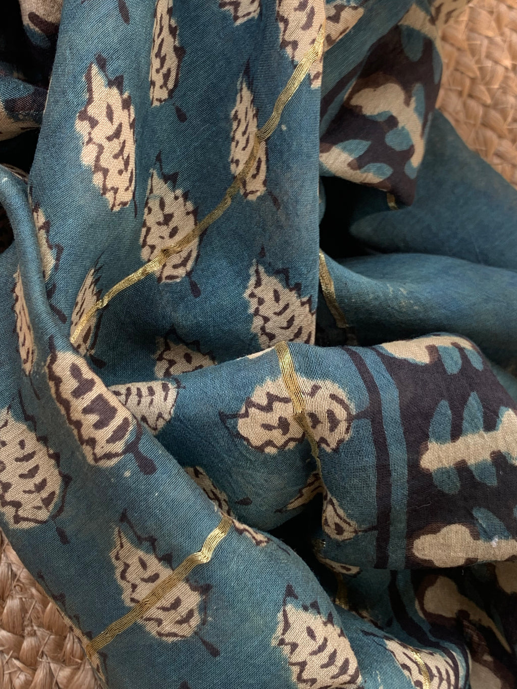Handblock Chanderi Silk Cotton Suit