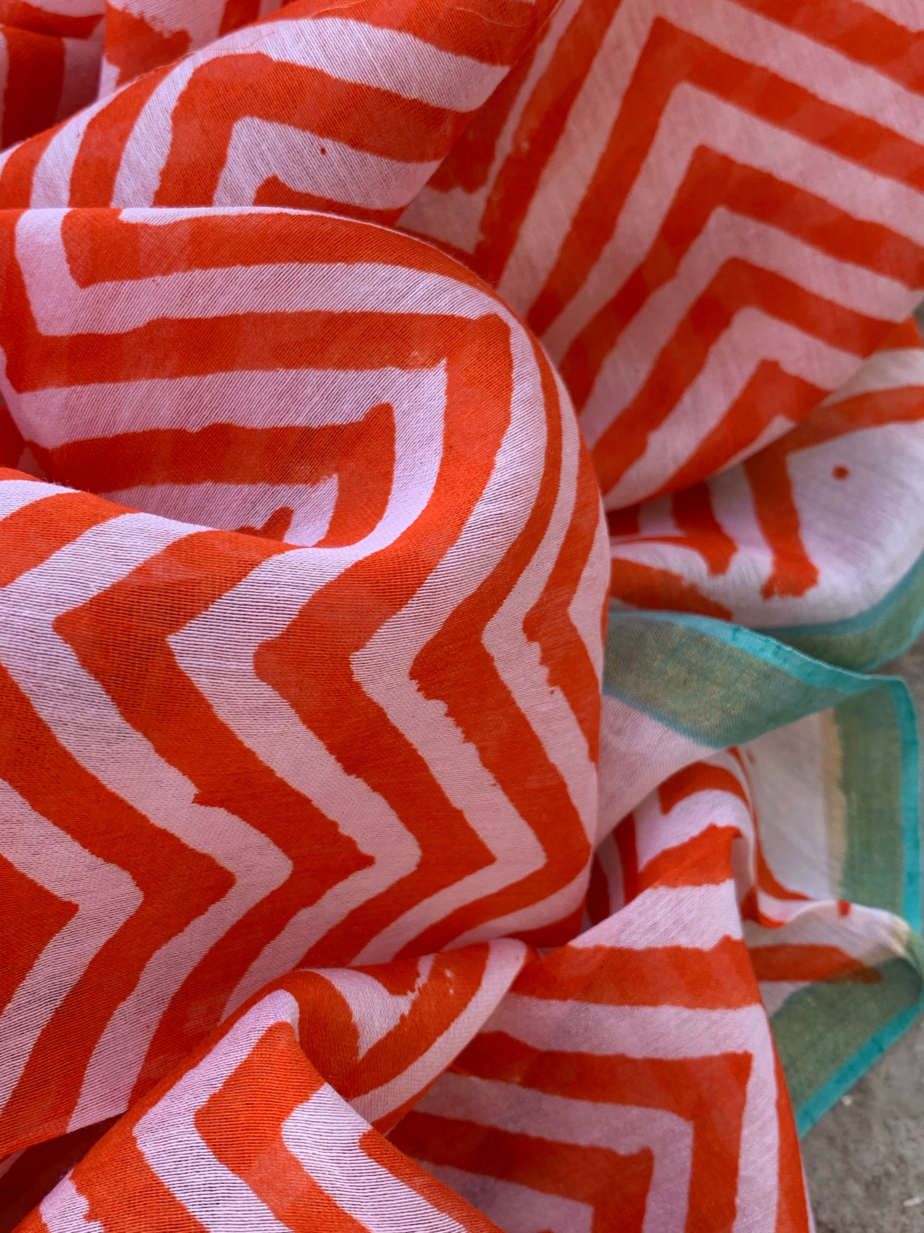 Handblock chanderi suit