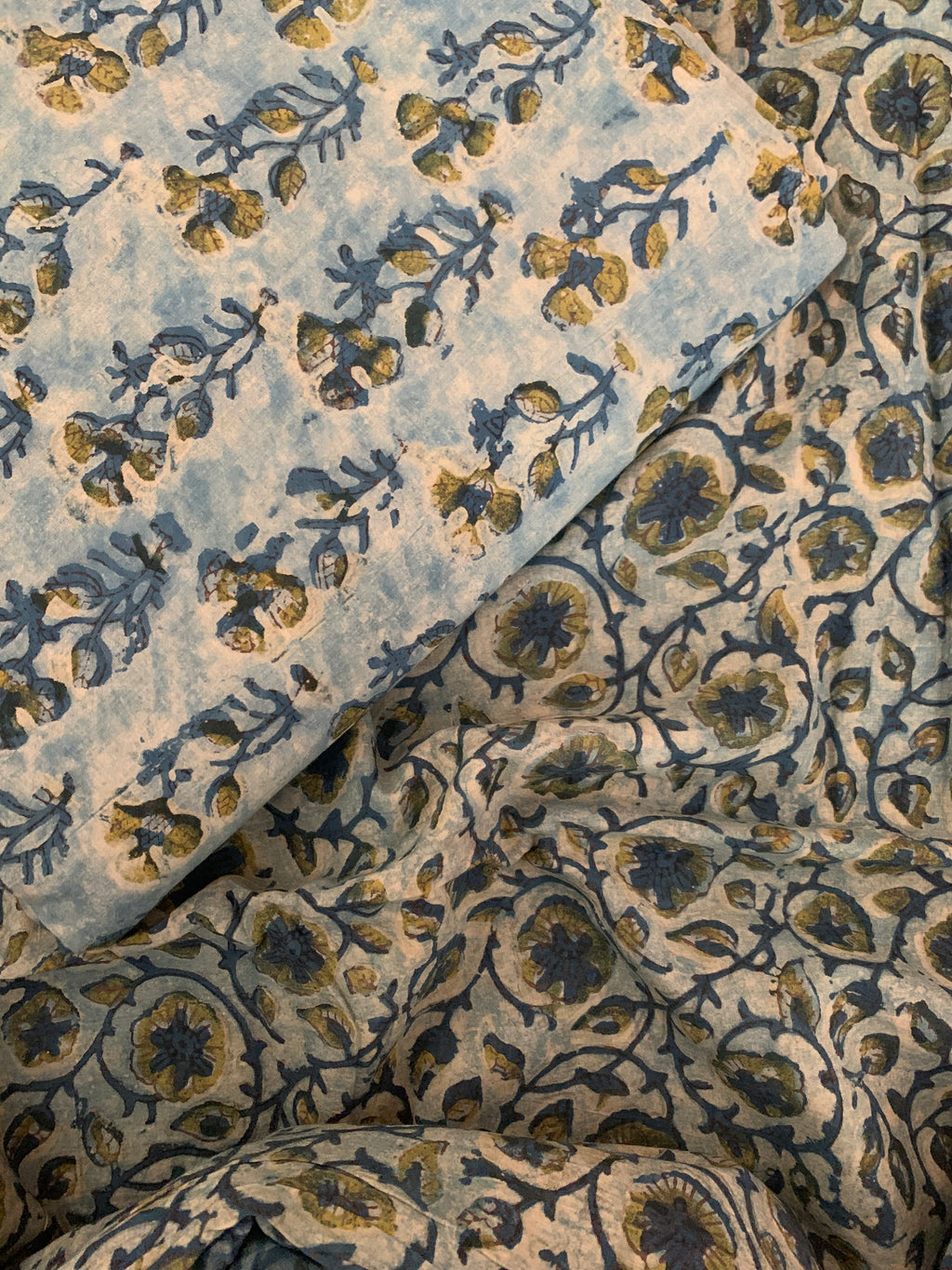 Handblock Ajrakh Cotton Kurta Bottom Set