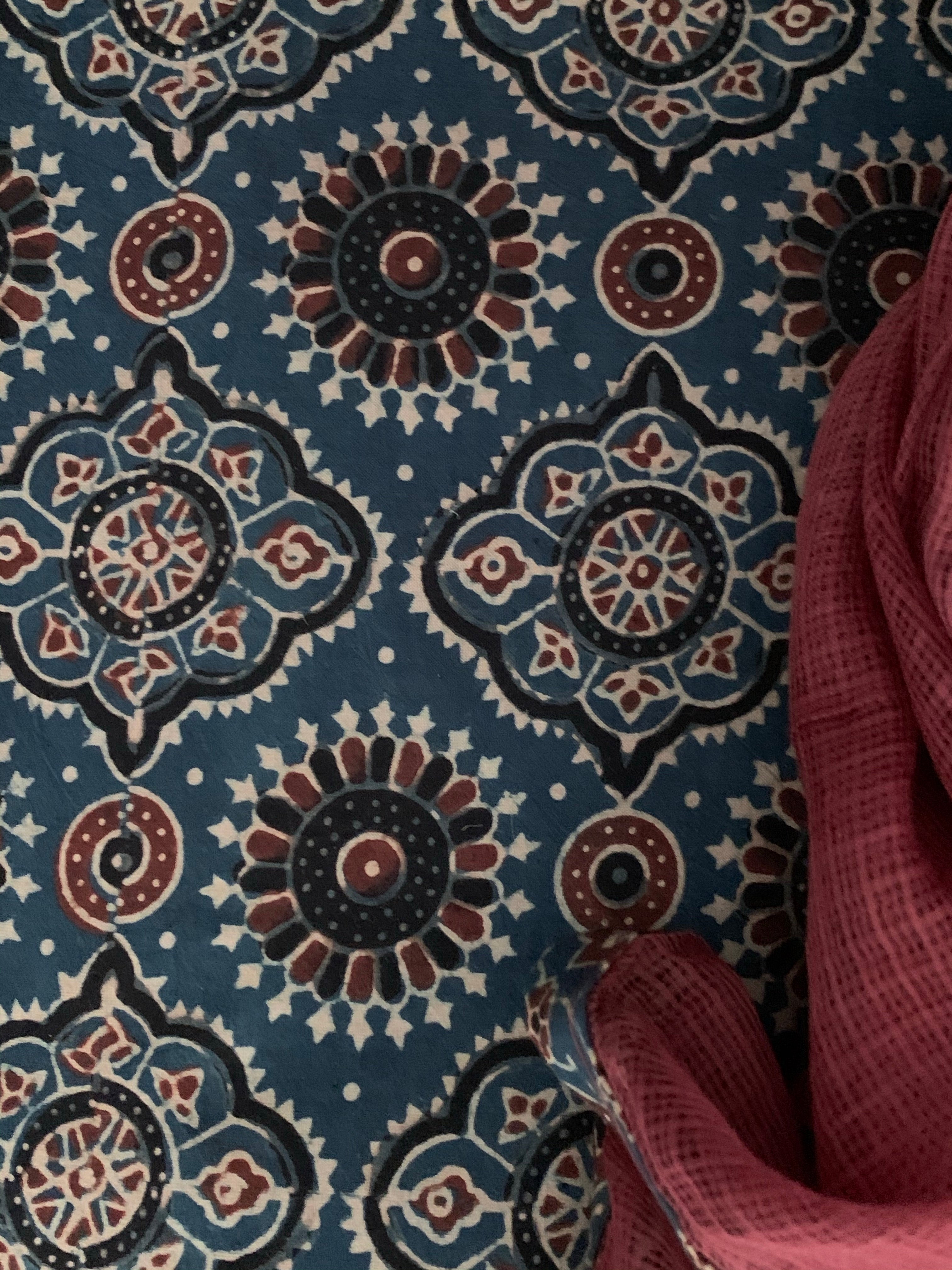 Handblock Ajrakh Cotton Kota Suit
