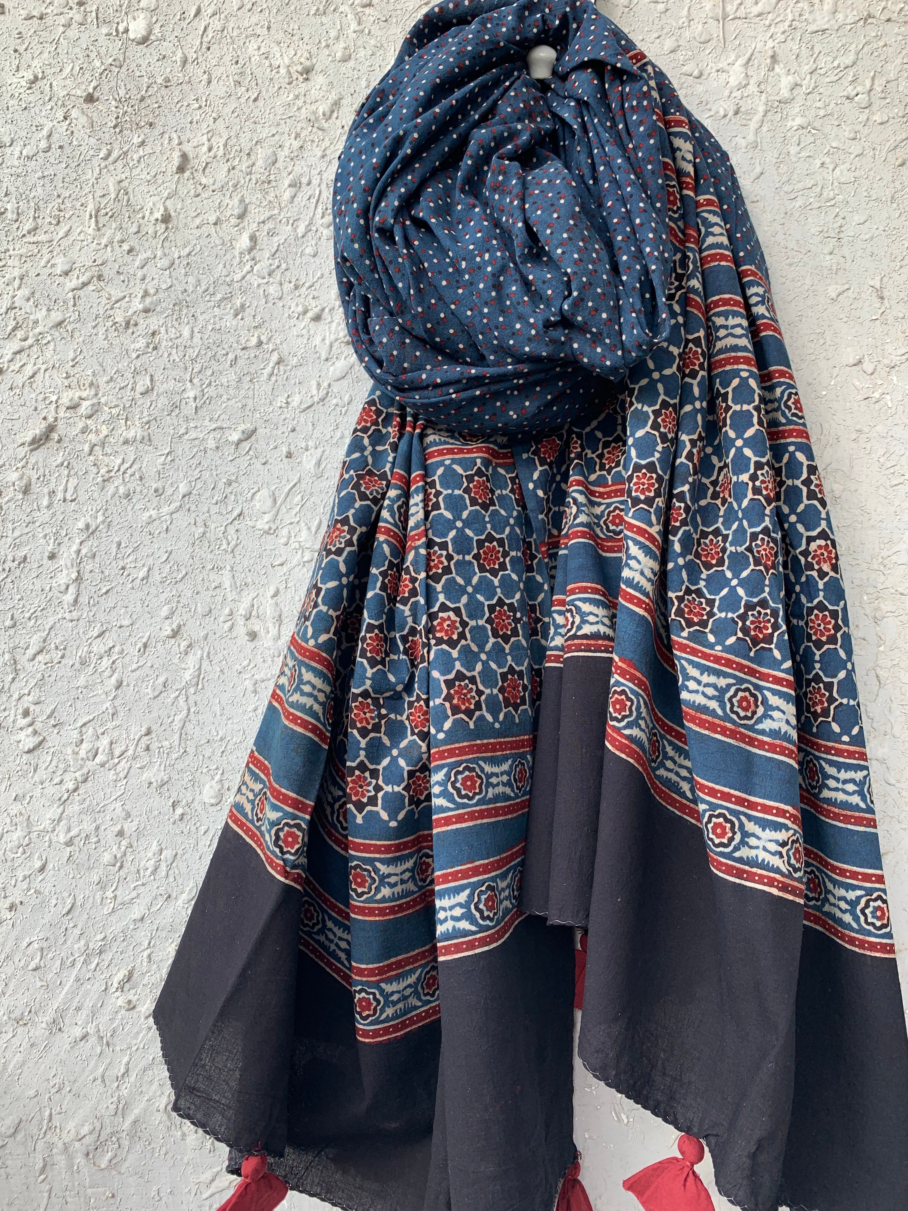 Handblock Ajrakh Dupatta