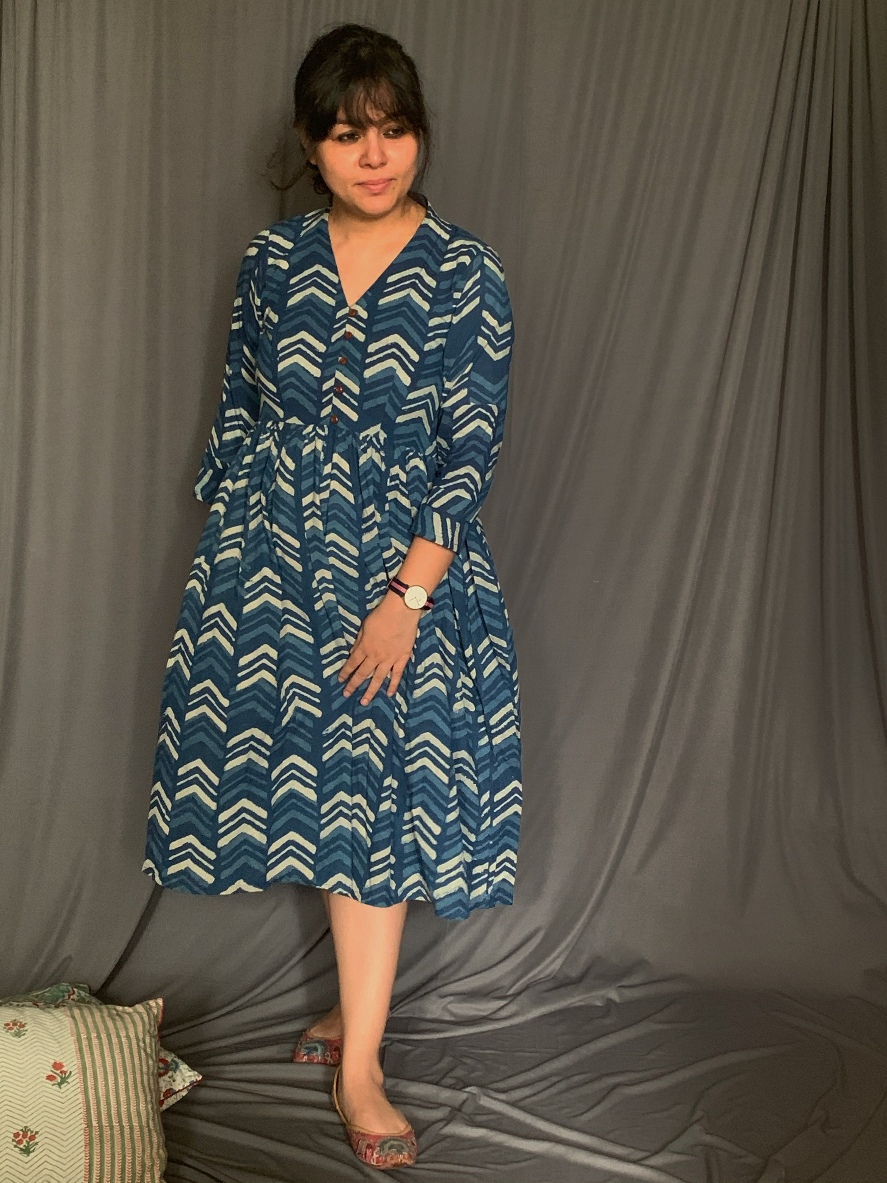 Handcrafted Bagru Midi Dress