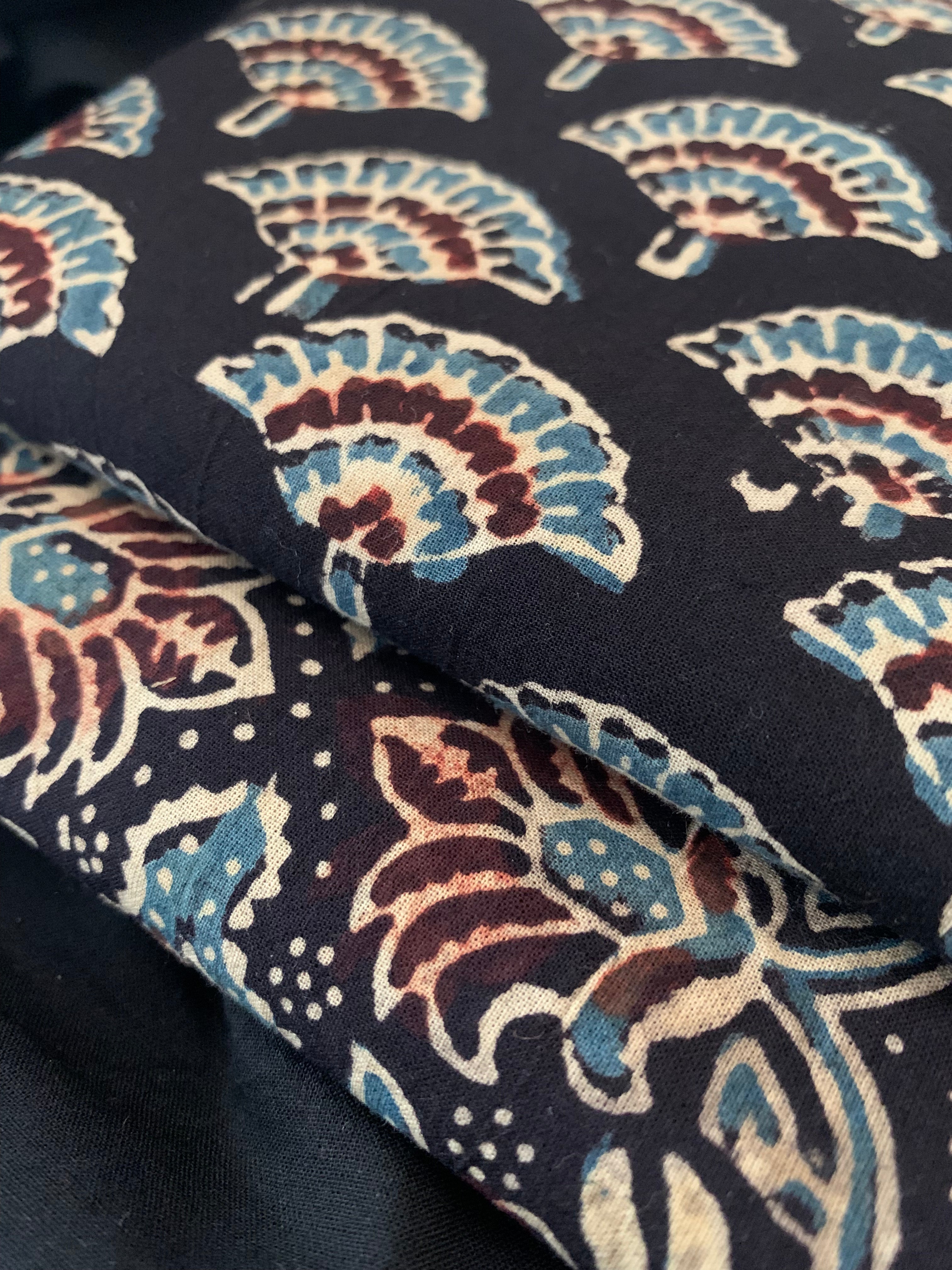 Handblock Ajrakh Cotton Kurta Bottom Set