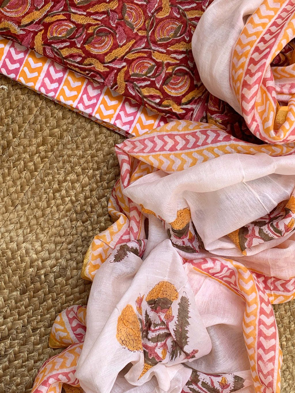 Handblock Chanderi Silk Cotton Suit