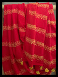 Red Handblock Printed Cotton Saree