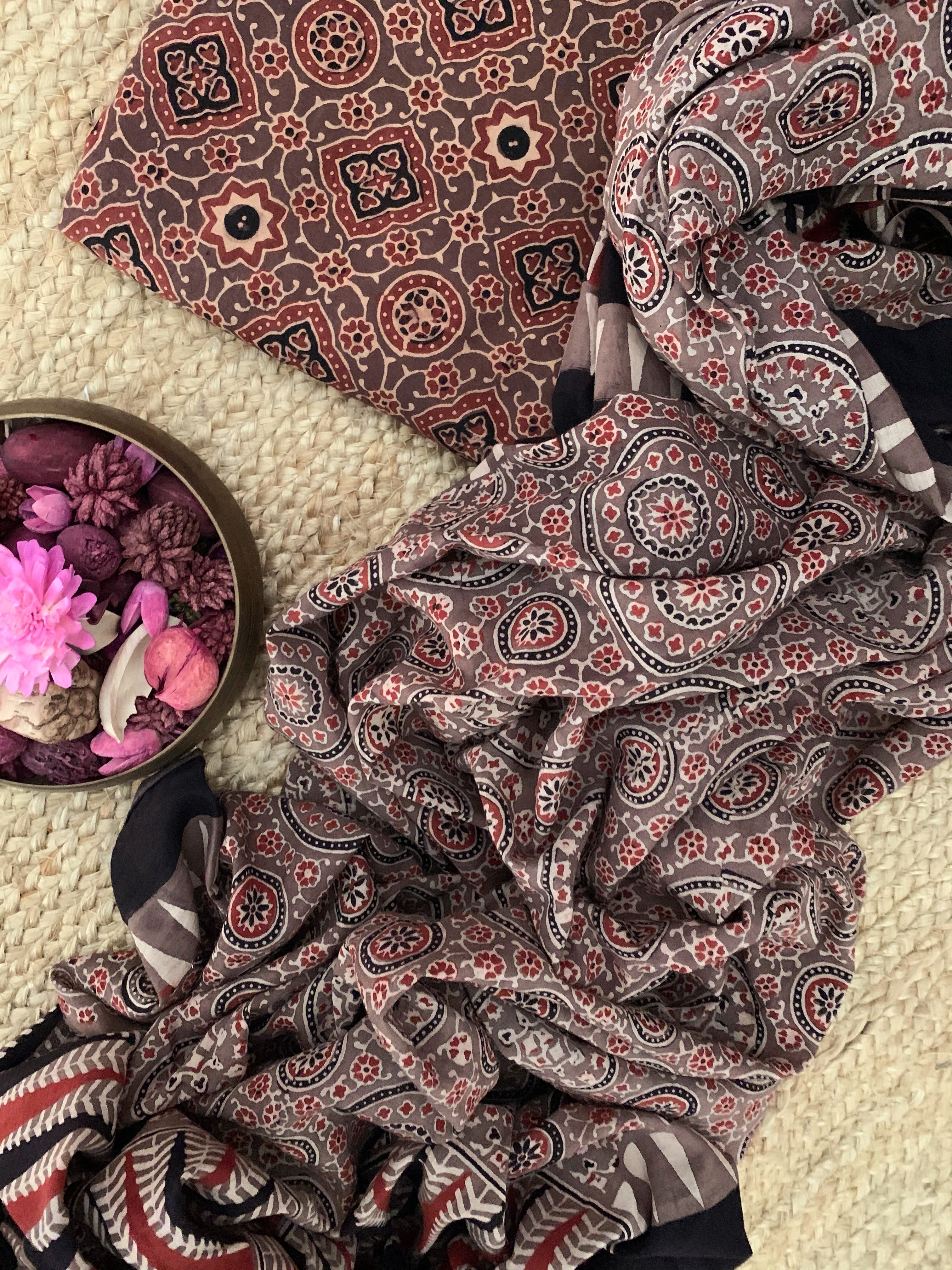 Handcrafted Ajrakh Kurta Dupatta set