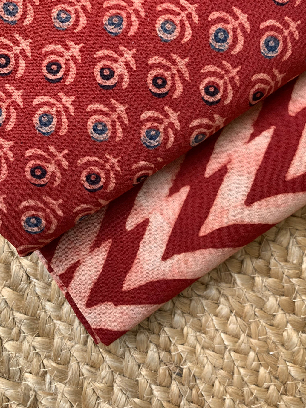 Natural Dyes Handblock Ajrakh Cotton Kurta Bottom Set