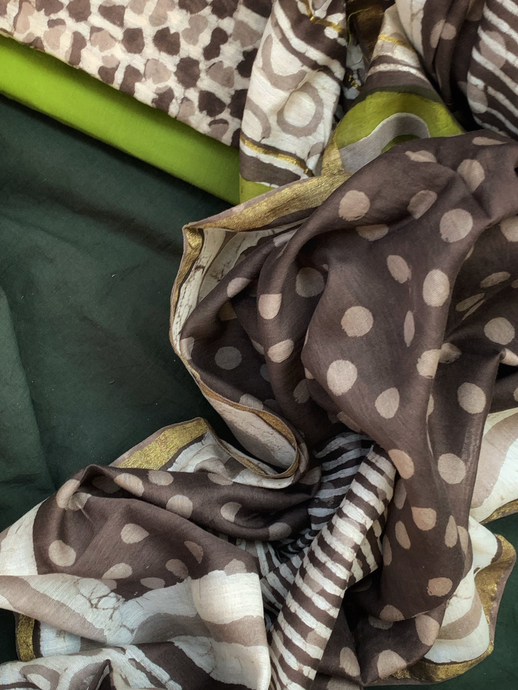 Handblock Chanderi Silk Cotton Suit