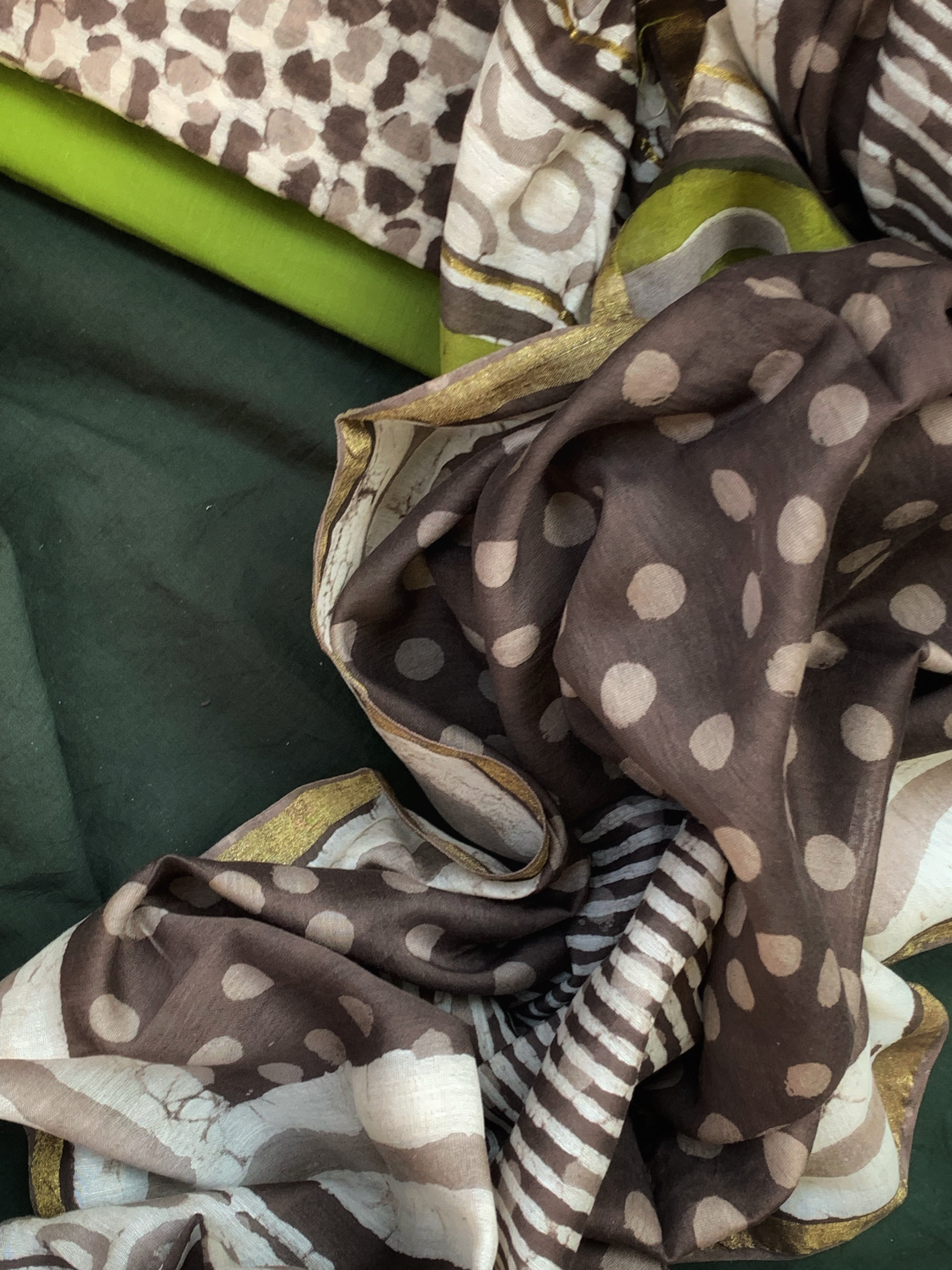 Handblock Chanderi Silk Cotton Suit
