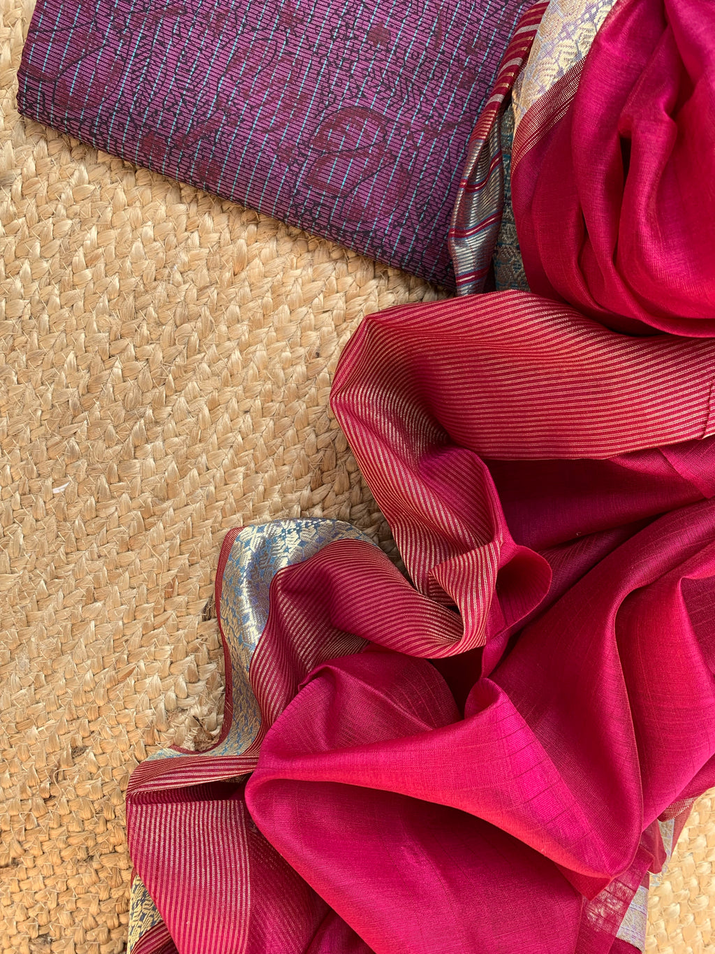 Handwoven Maheshwari Kurta dupatta set
