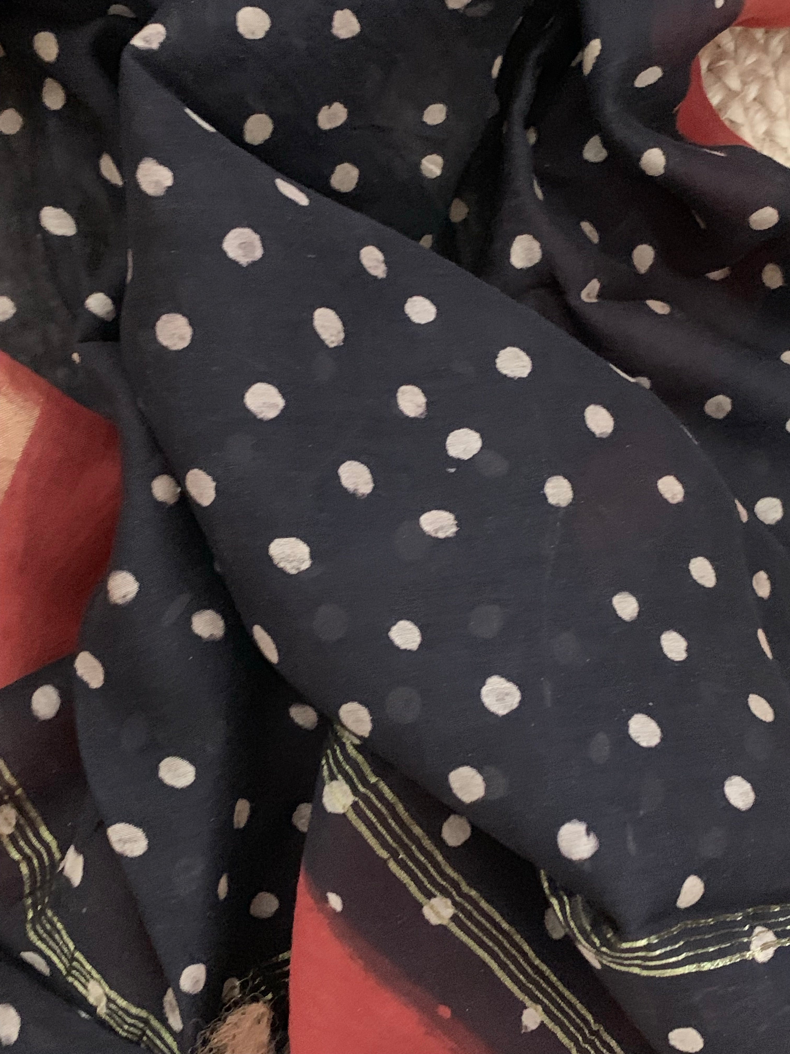 Handblock chanderi suit
