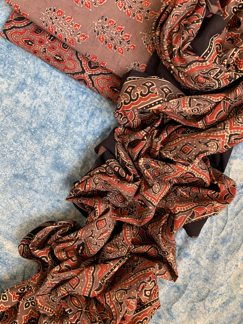 Natural Dyes Handblock Ajrakh Cotton Suit
