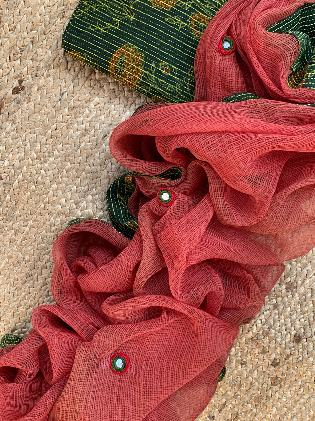 Handblock Ajrakh Cotton Kota Set
