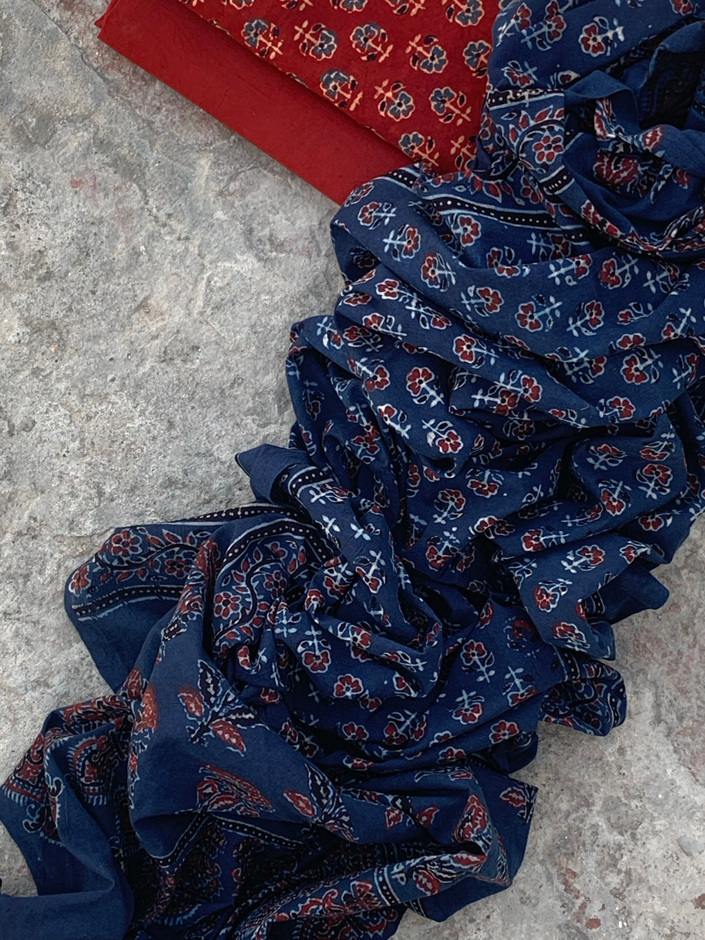 Handblock Ajrakh Cotton Suit