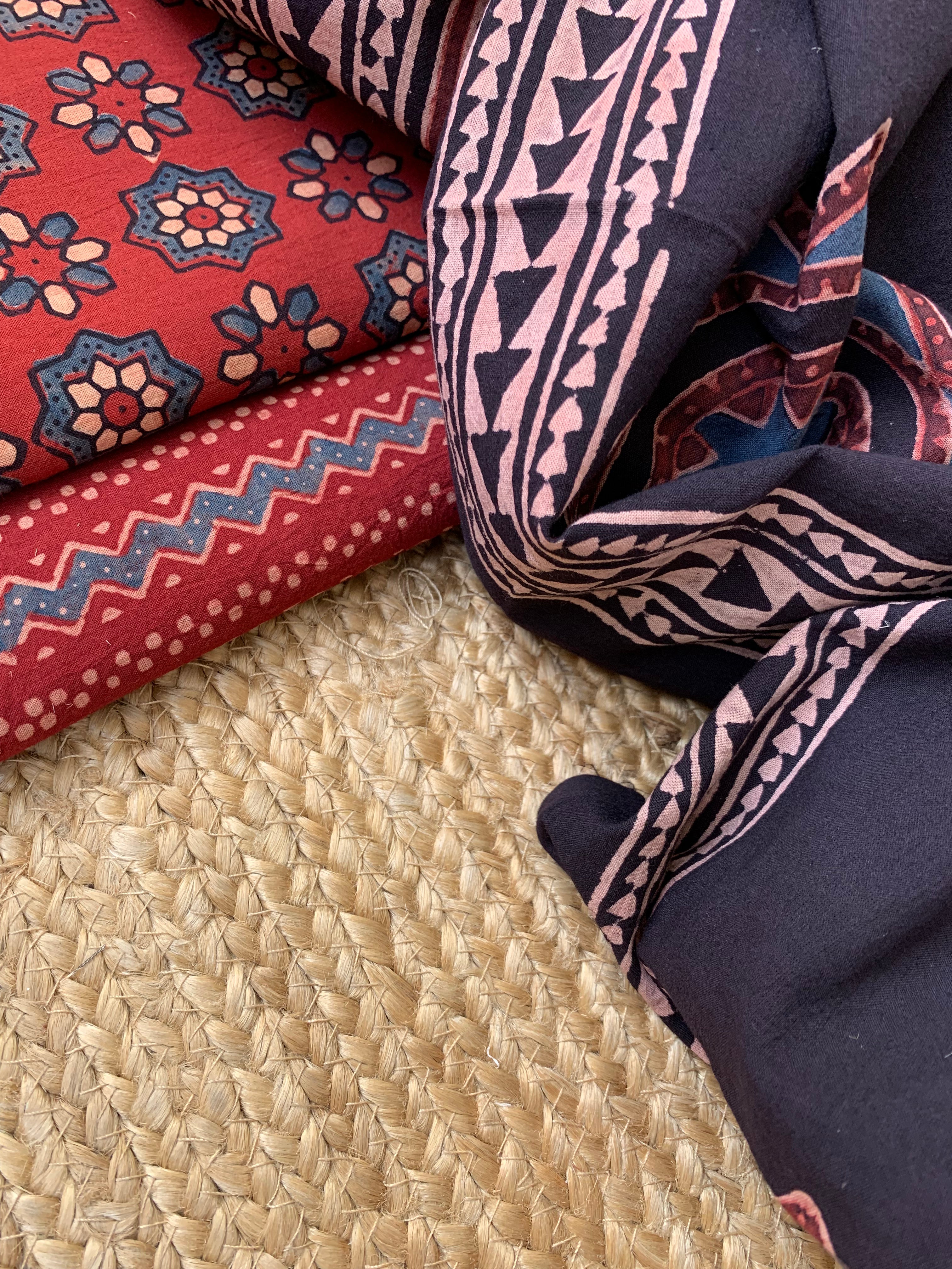 Natural Dyes Handblock Ajrakh Cotton Suit