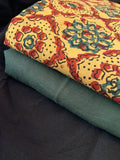 Hand Block Printed Ajrakh Natural Dyed Cotton Fabric Kurta Bottom Set