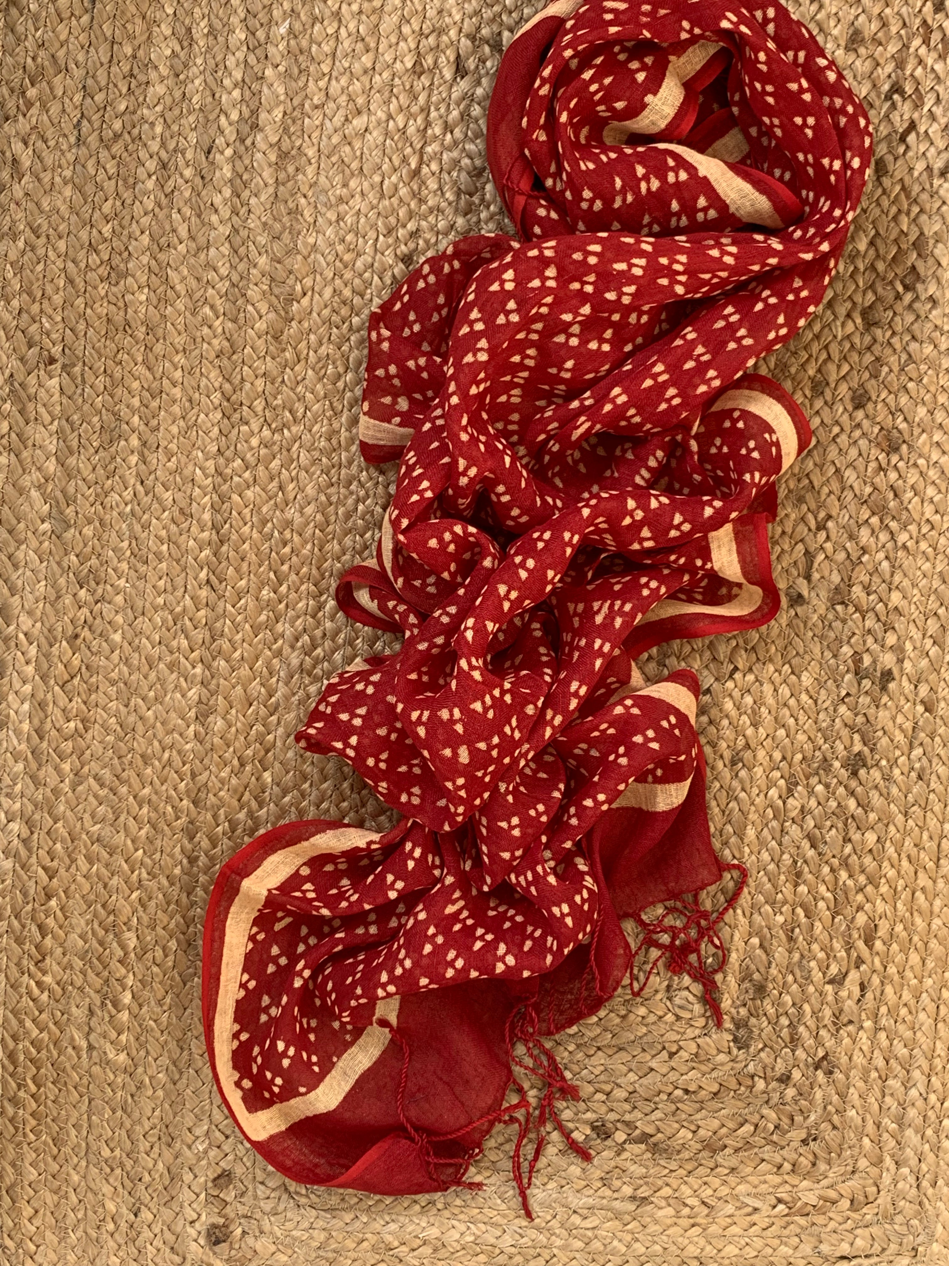 Handblock Linen Stole