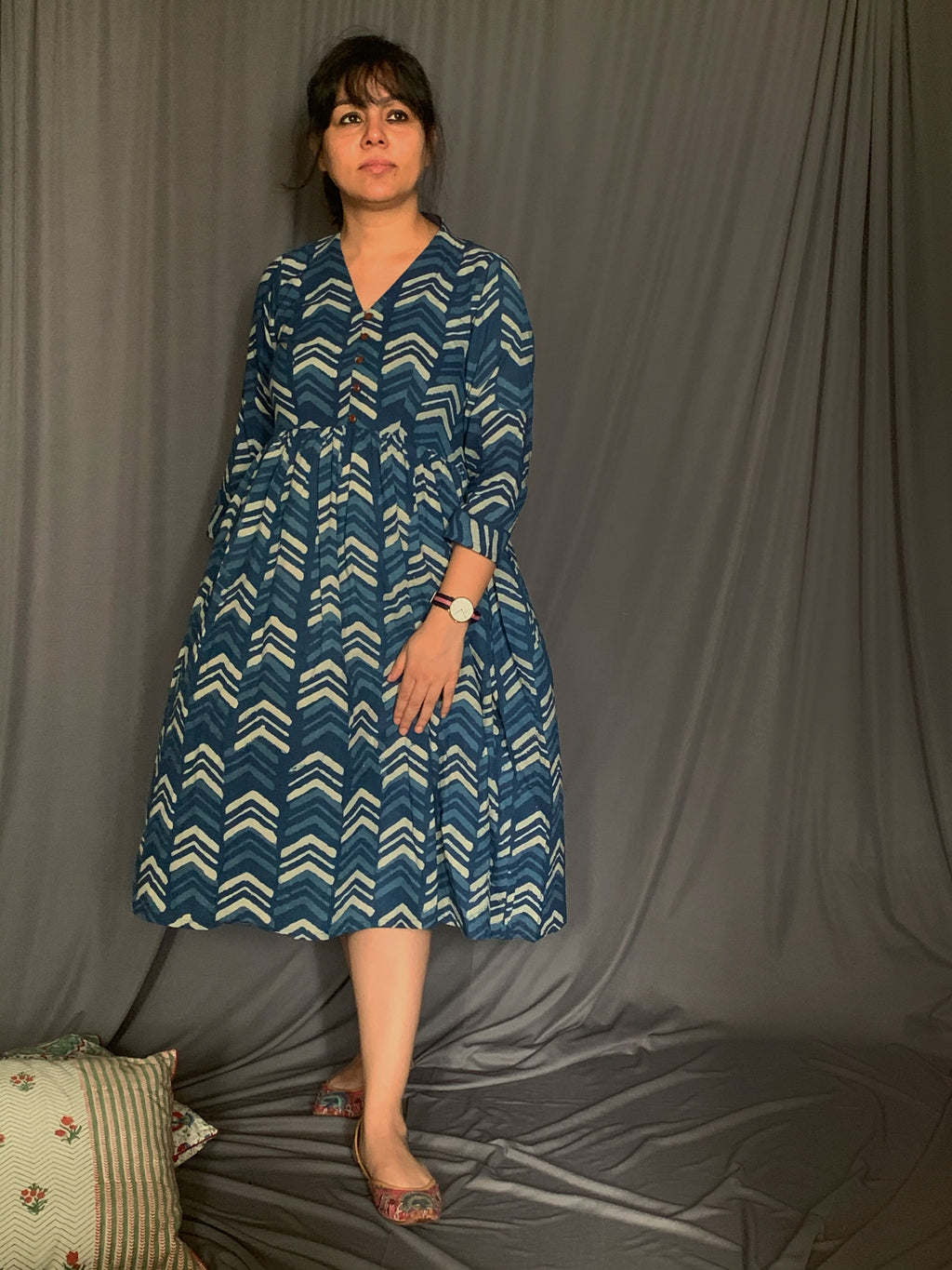 Handcrafted Bagru Midi Dress