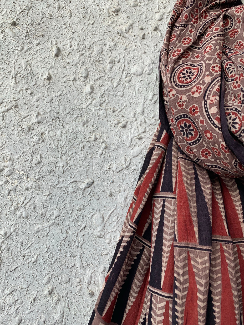 Handblock Ajrakh Dupatta