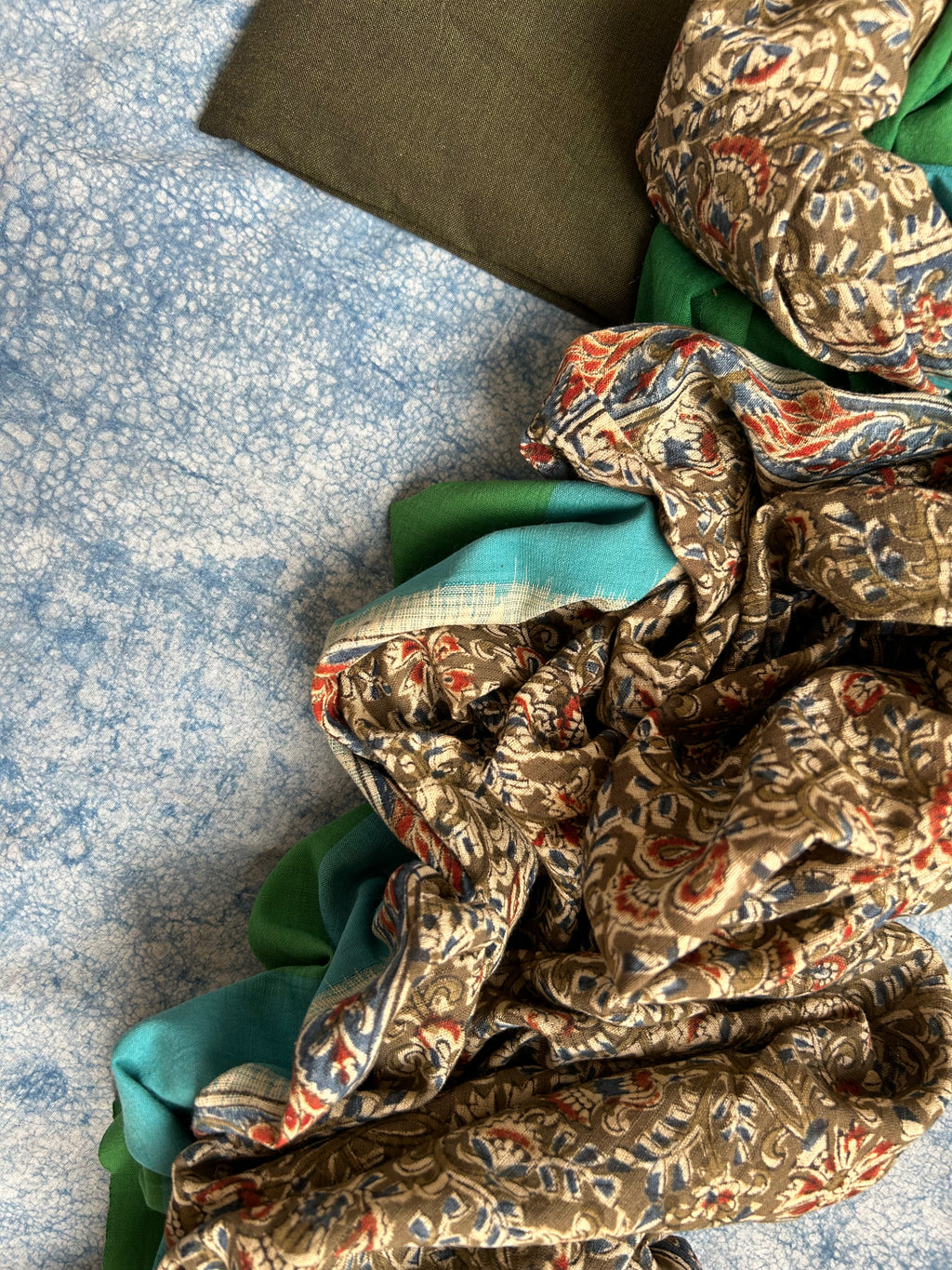 Handwoven Handcrafted Ikat Kalamkari Kurta Dupatta Set