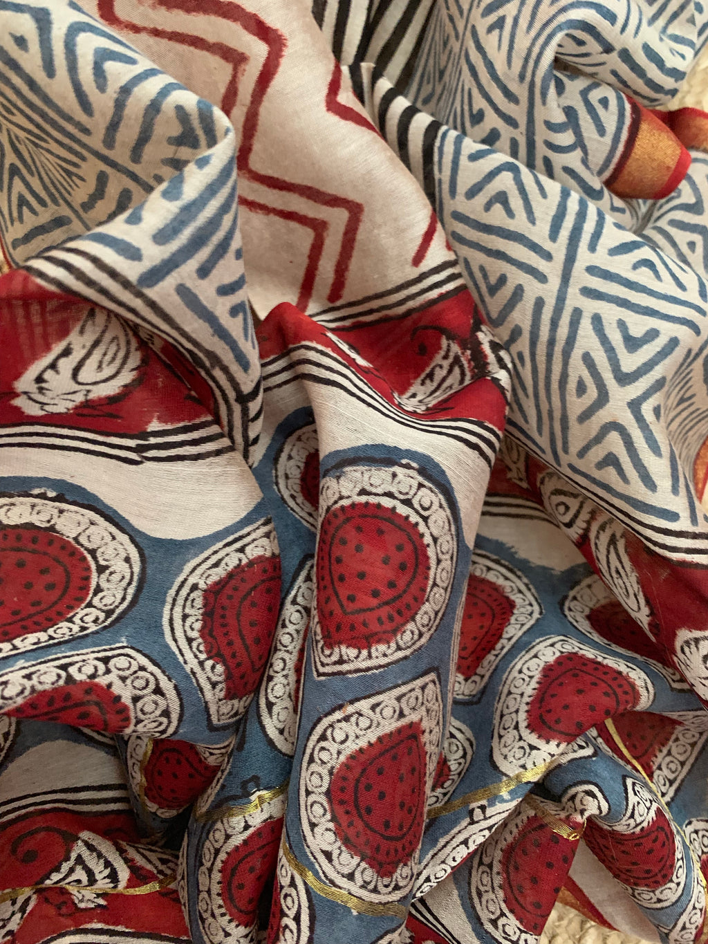 Handblock chanderi suit