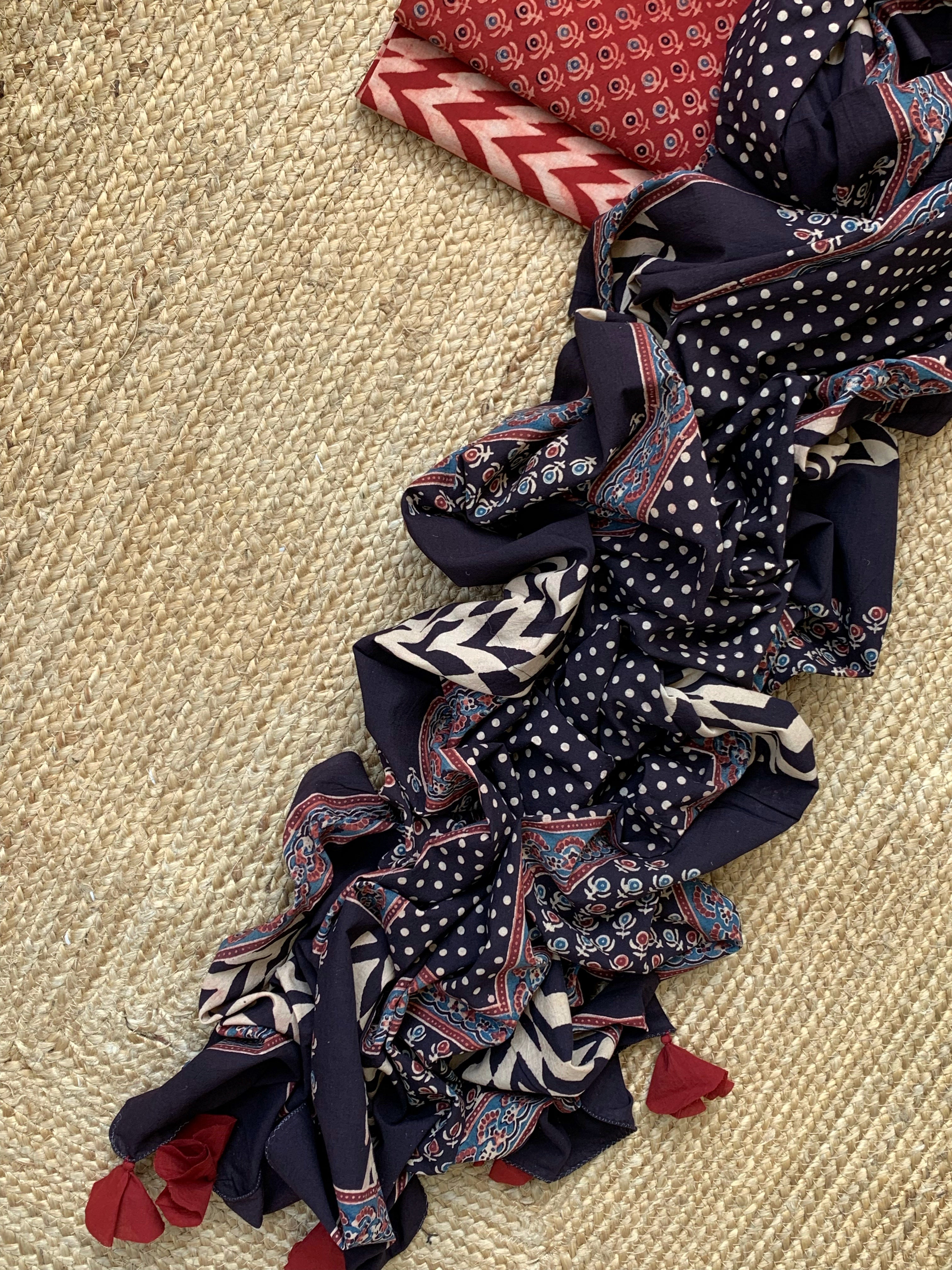 Natural Dyes Handblock Ajrakh Cotton Suit