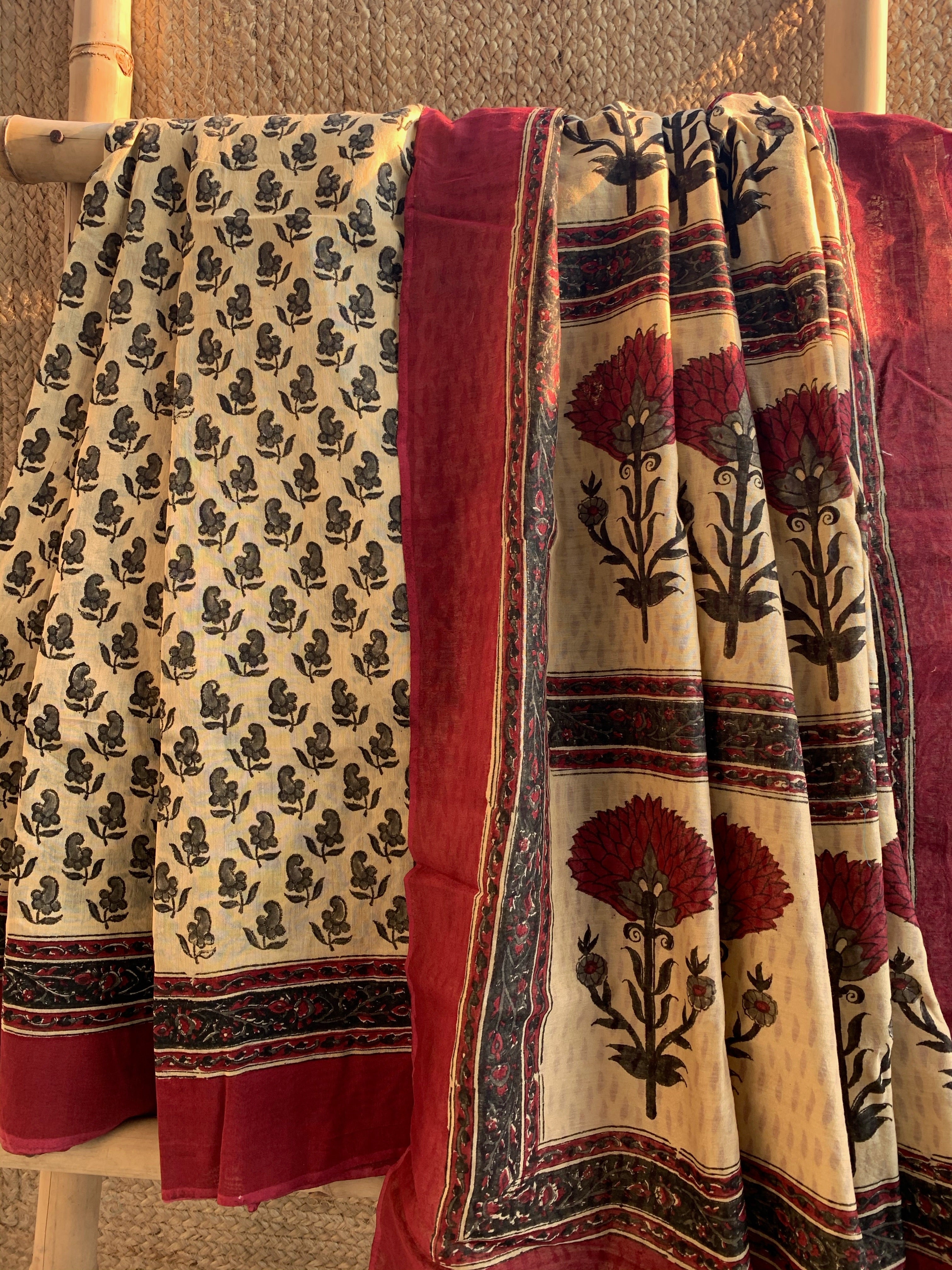 Handblock Printed Chanderi Saree