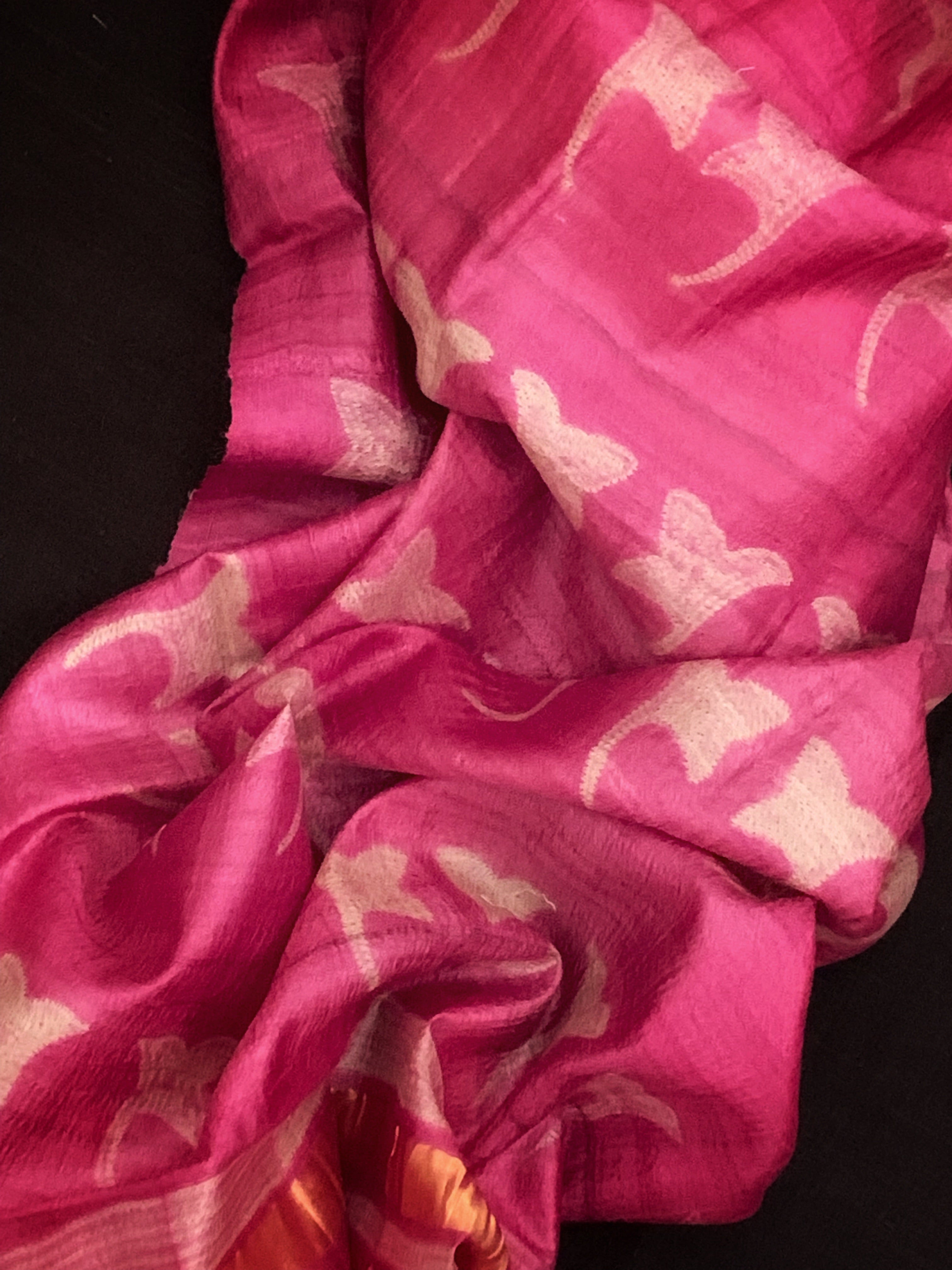 Handwoven & Handmade Tussar Shibori Kurta Dupatta Set