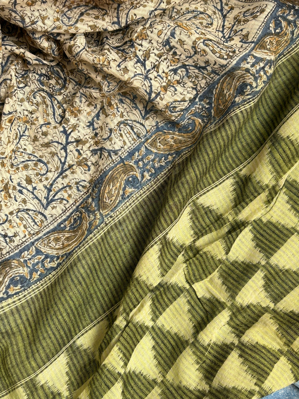 Handwoven Handcrafted Ikat Kalamkari Kurta Dupatta Set