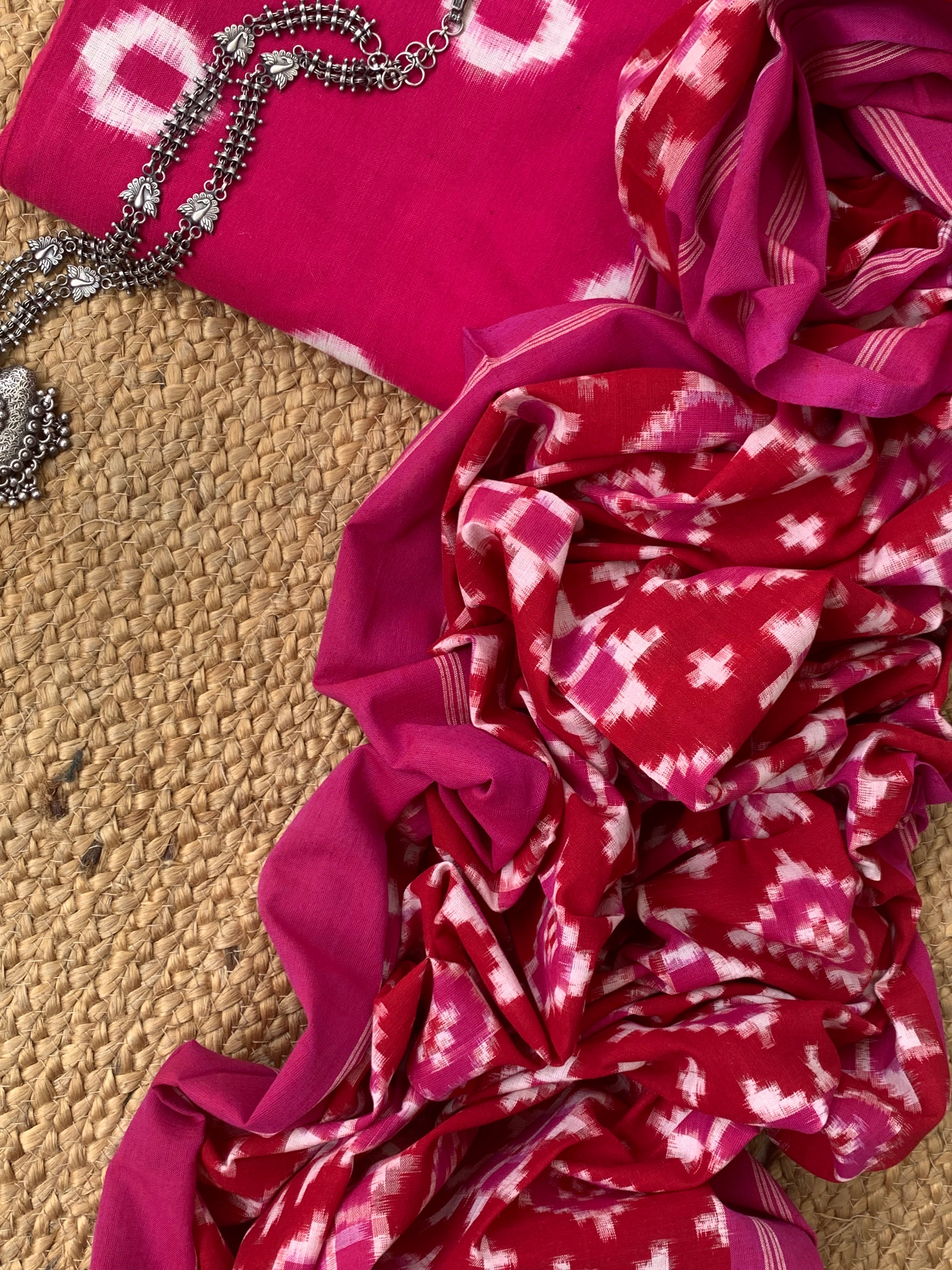 Handwoven Double Ikat Kurta Telia Dupatta Set