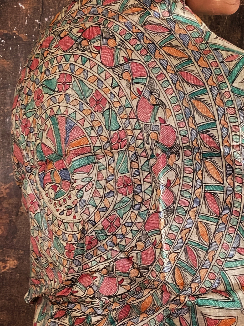 Madhubani Handpainted Tussar Silk Dupatta