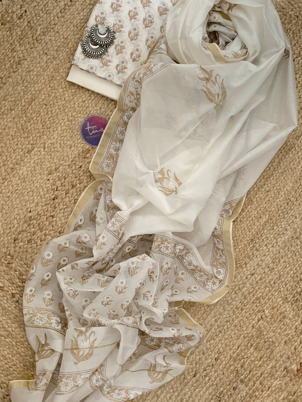Handblock chanderi suit