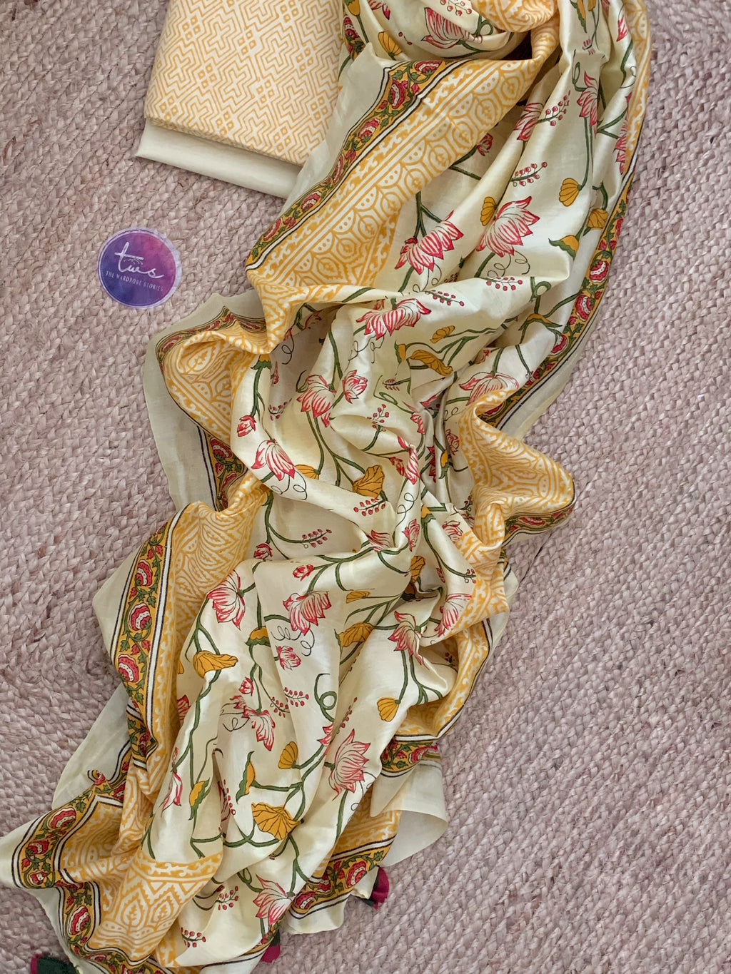 Pastel Yellow Handcrafted Cotton Chanderi Suit