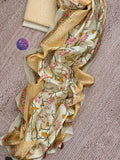 Pastel Yellow Handcrafted Cotton Chanderi Suit